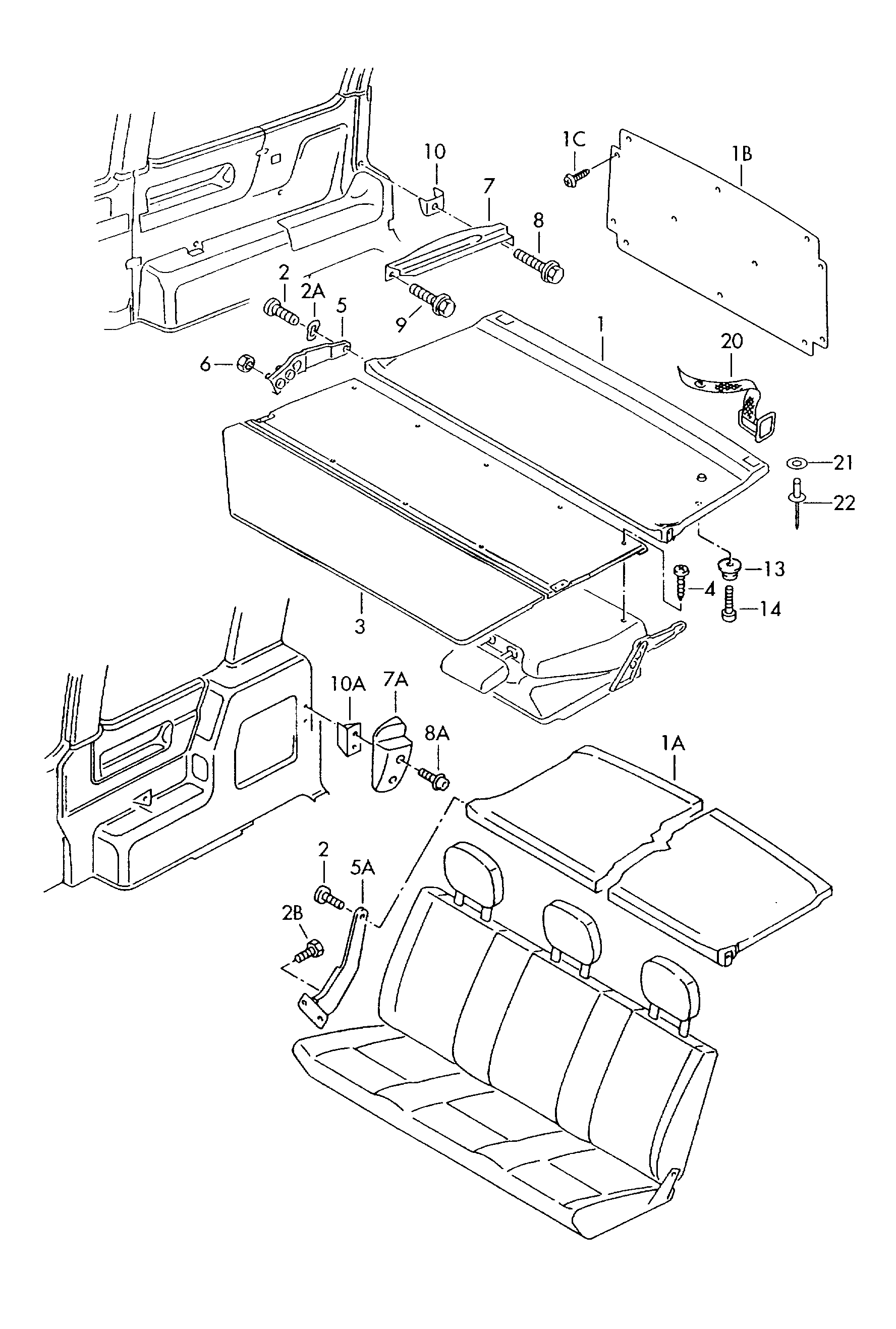 cover for luggage bootfor vehicles with<br>2nd evaporator  - Transporter - tr