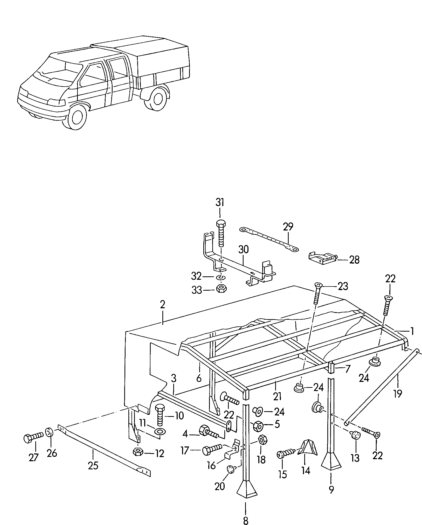 frame with canopy and<br>attachment parts(tilt-cab height)  - Transporter - tr
