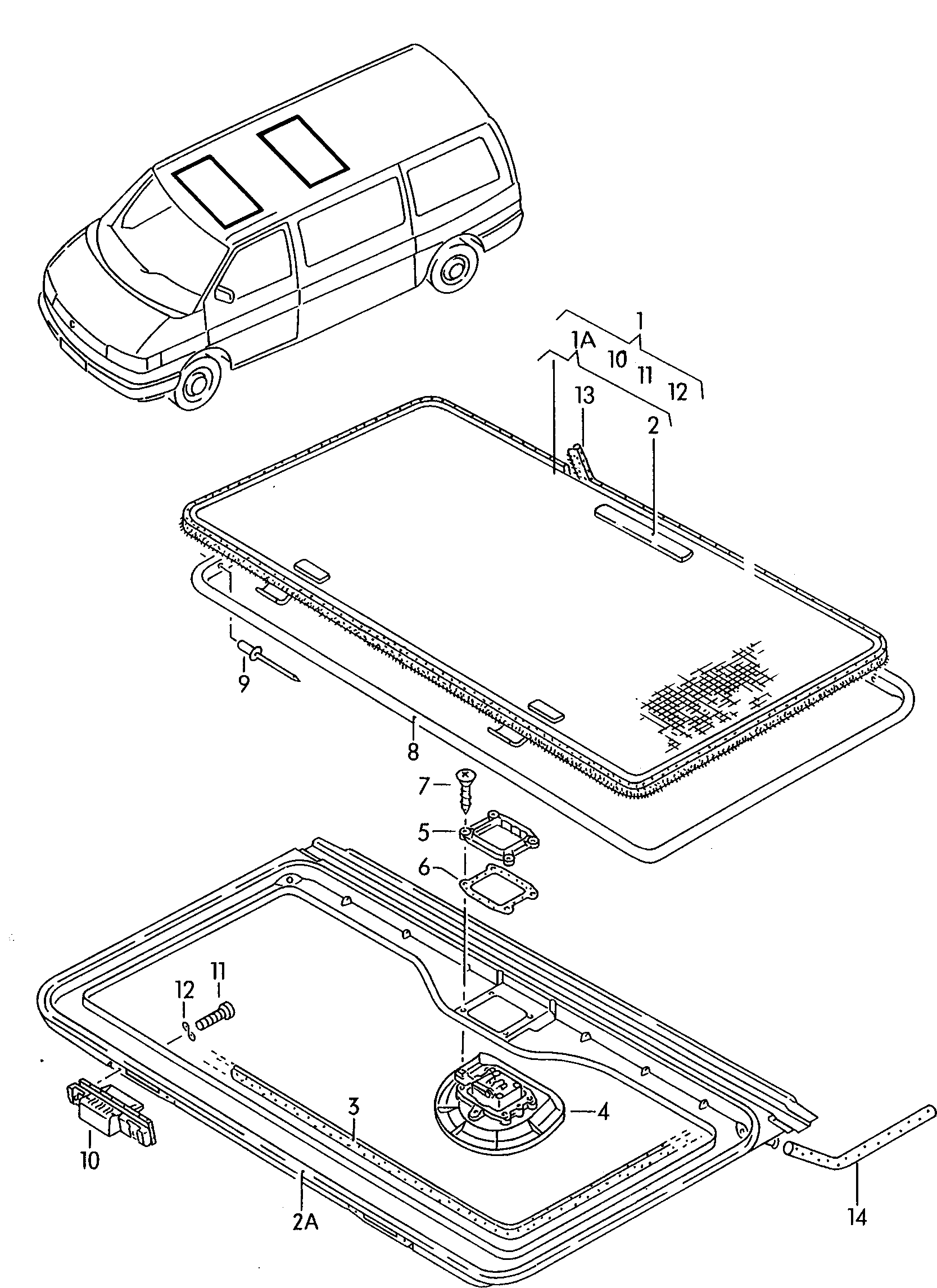 Glasdeksel van kanteldak(niet naderhand in te bouwen)  - Transporter - tr