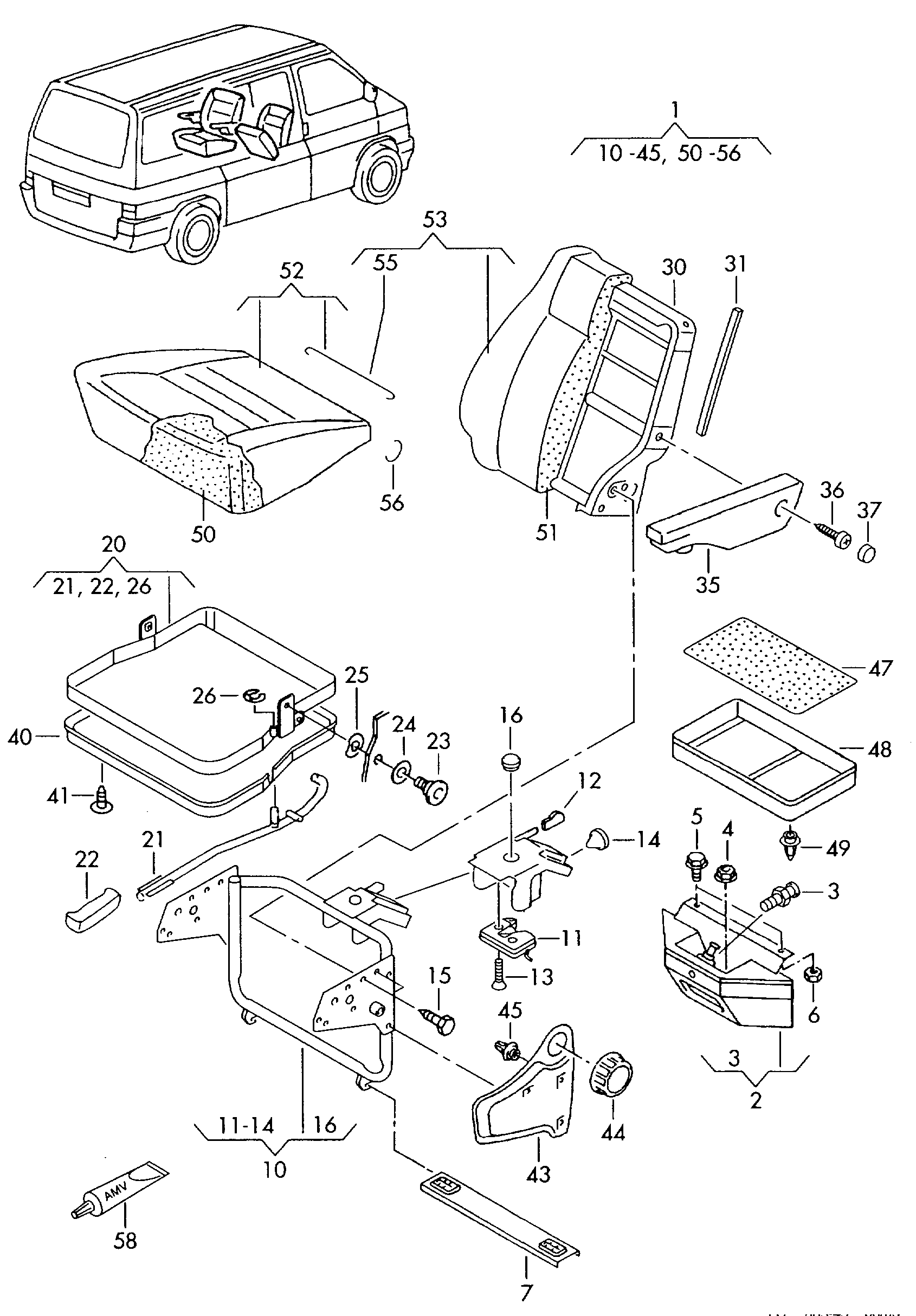 Folding seat in passenger comp  - Transporter - tr