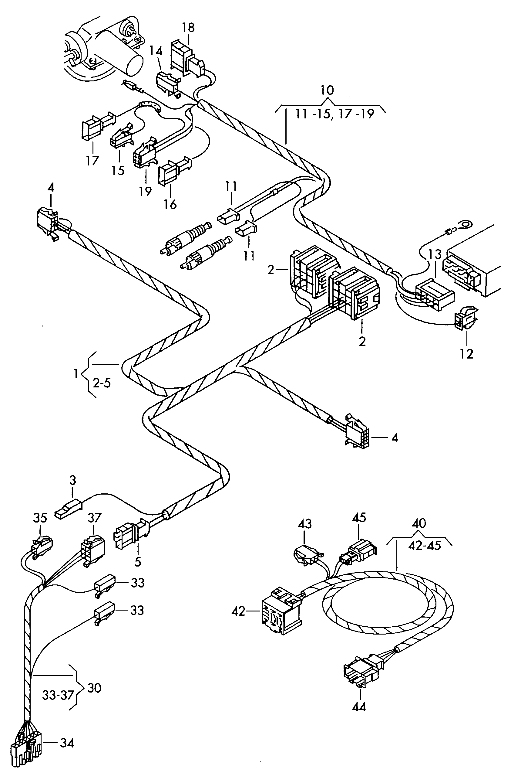 wiring harness for<br>cruise control system<br>             see illustration:  972-021 - Transporter syncro - trsy