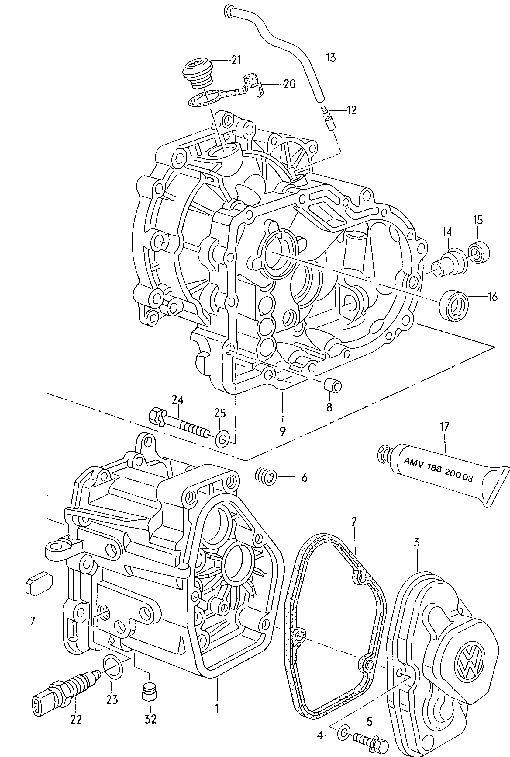 Getriebegehäusefür 5-Gang Schaltgetriebe  - Polo Classic/Variant - poc