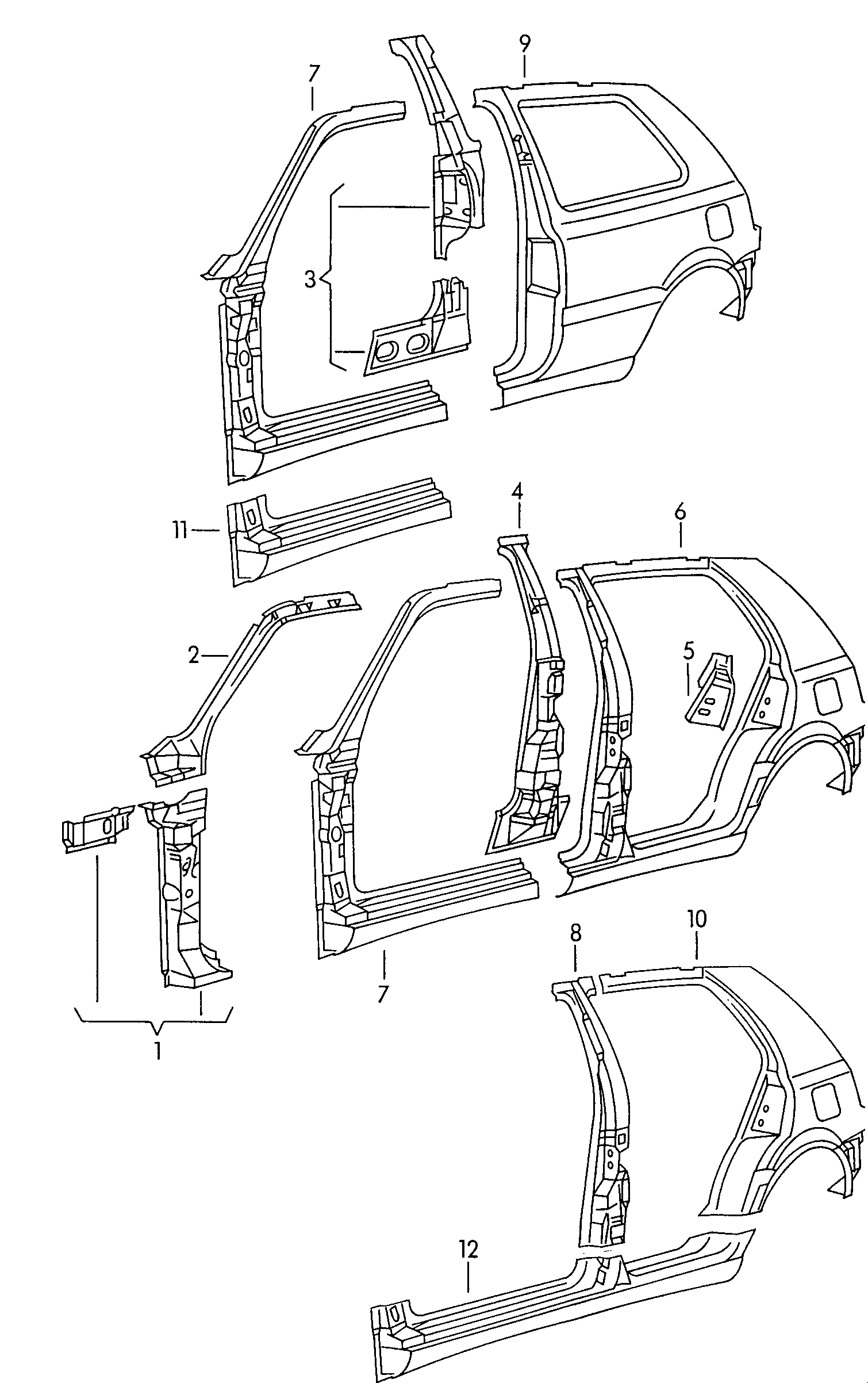 Sectional parts for the<br>side section  - Golf/Var.-syn./Rall./Coun. - gosy