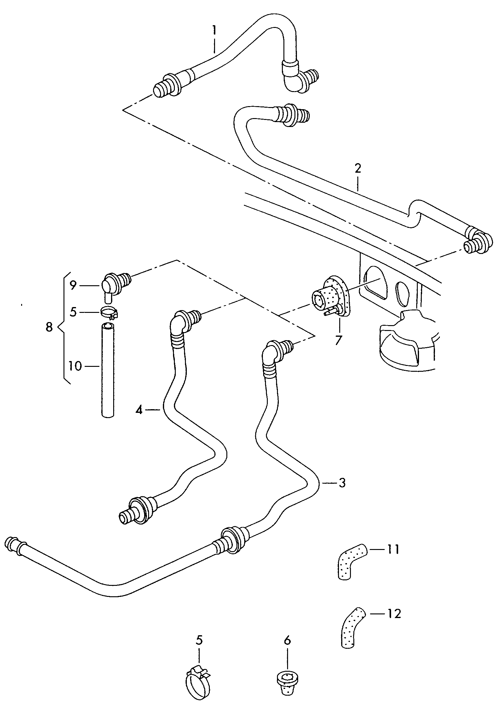 vacuum hoses for<br>brake servo  - Passat/Variant/Santana - pa