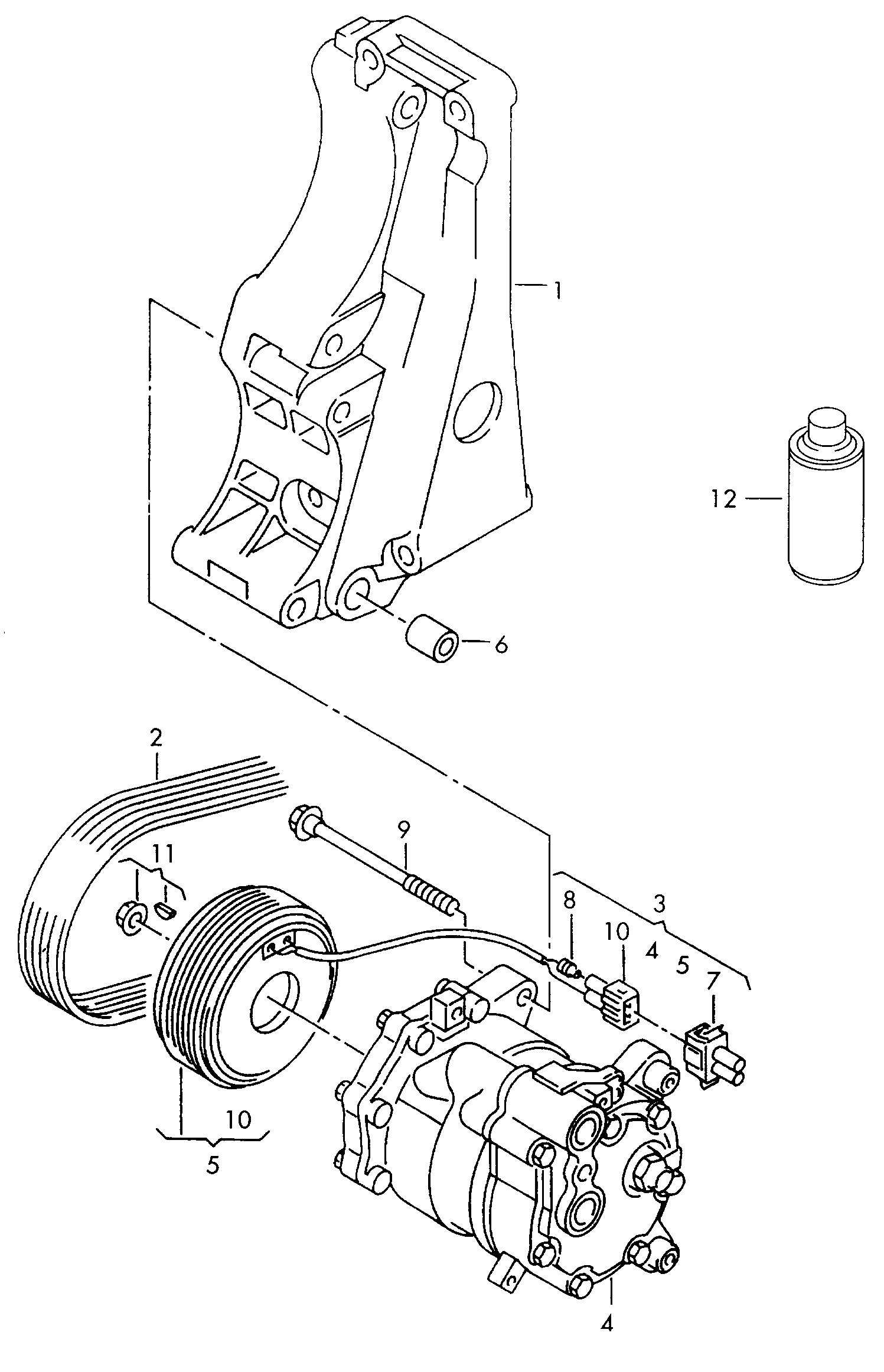 compresor aire acondicionadopiezas conexion y<br>fijacion p. compresor  - Polo/Derby/Vento-IND - po