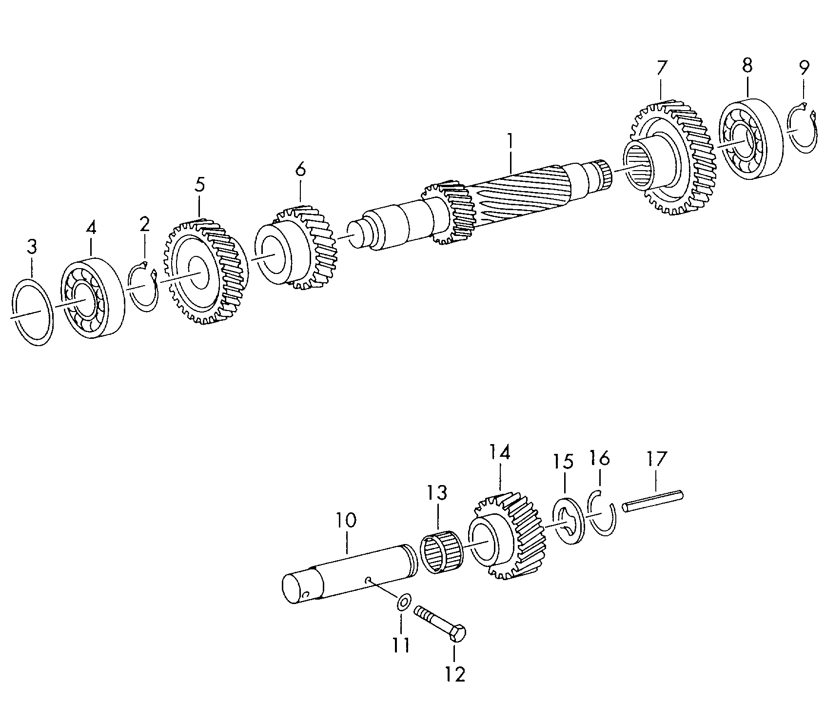 tandwielen en assensecundaire asterugloopwielasvoor 5-versnellings schakelbak  - LT, LT 4x4 - lt