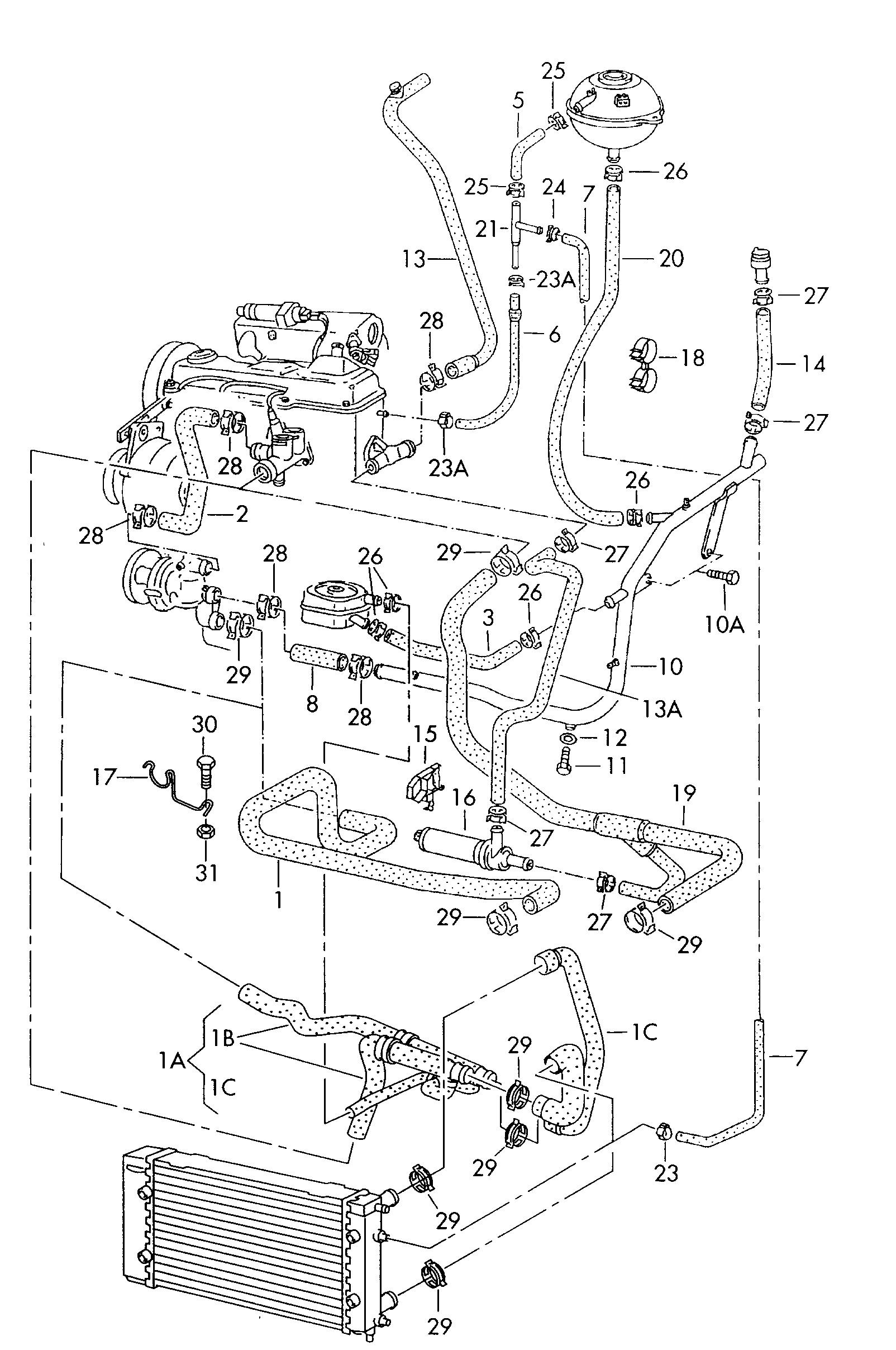 Шланги ОЖ и<br>трубки<br>       см. панель иллюстраций: 1,9/2,0 л.<br> 121-046 - Transporter - tr