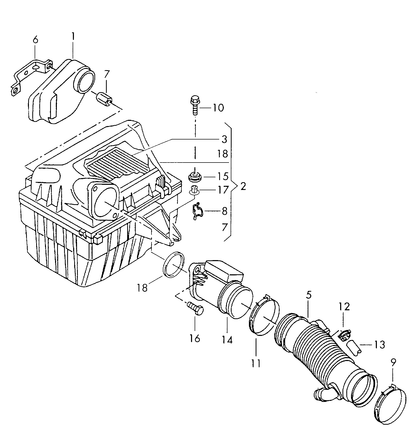 Filtro de aire con piezas de<br>conexion 2,5l - Transporter - tr
