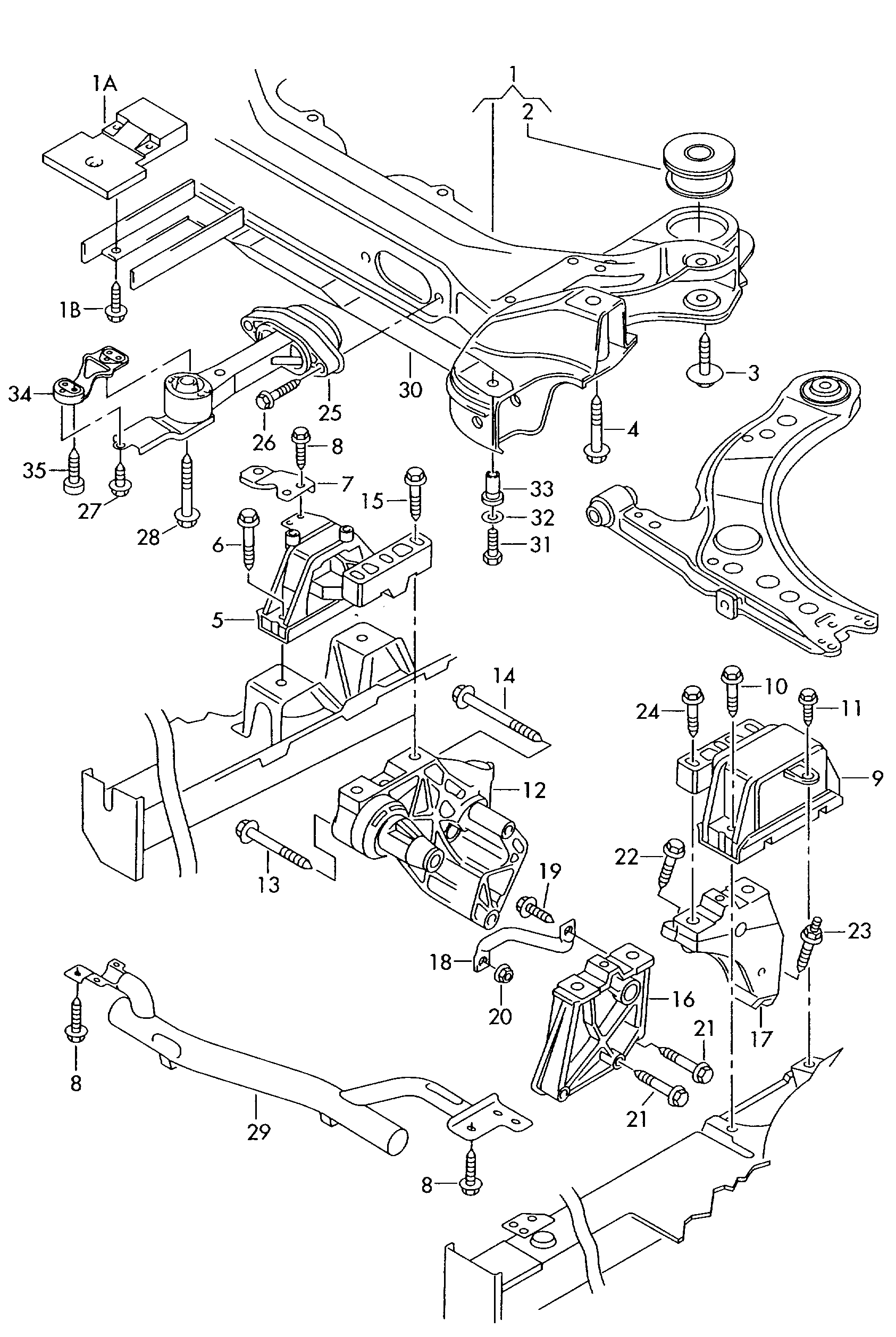 mounting parts for engine and<br>transmission  - Beetle - be