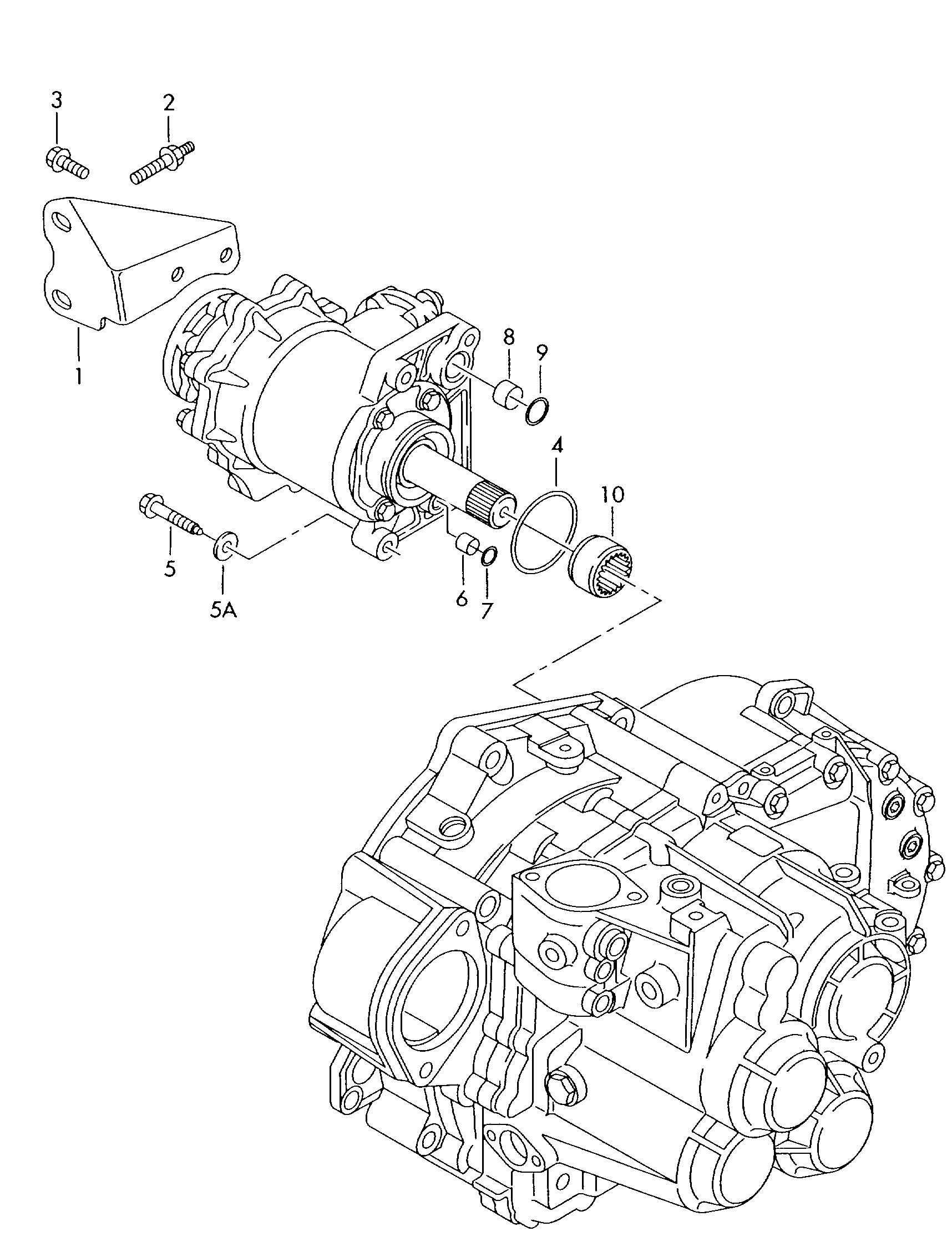 Befestigungsteile f. GetriebeAchsantriebGetriebeträger vorn - Sharan/syncro/4Motion - sha