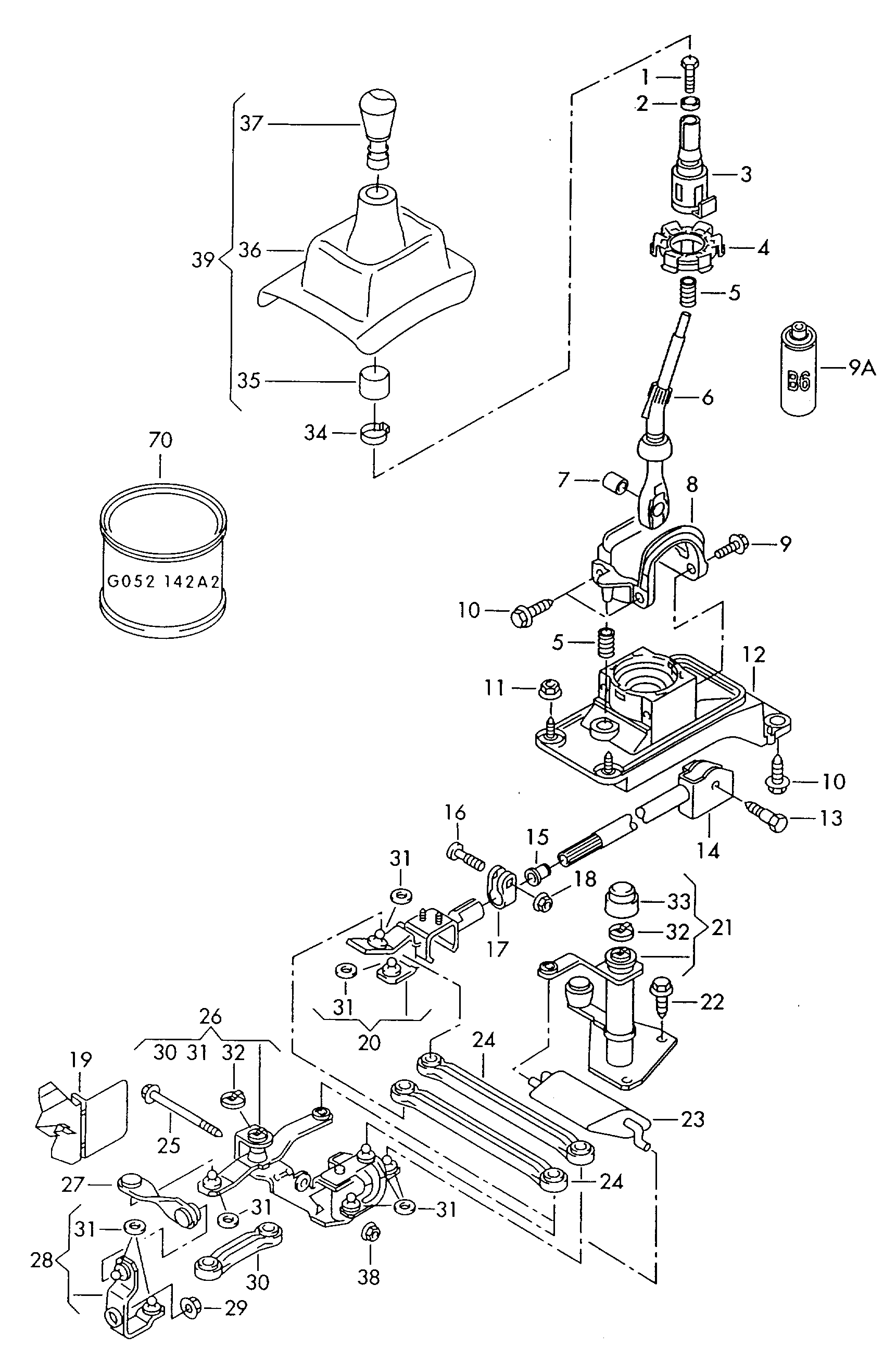 Selector mechanismfor vehicles with<br>selector rods  - Golf/Variant/4Motion - golf