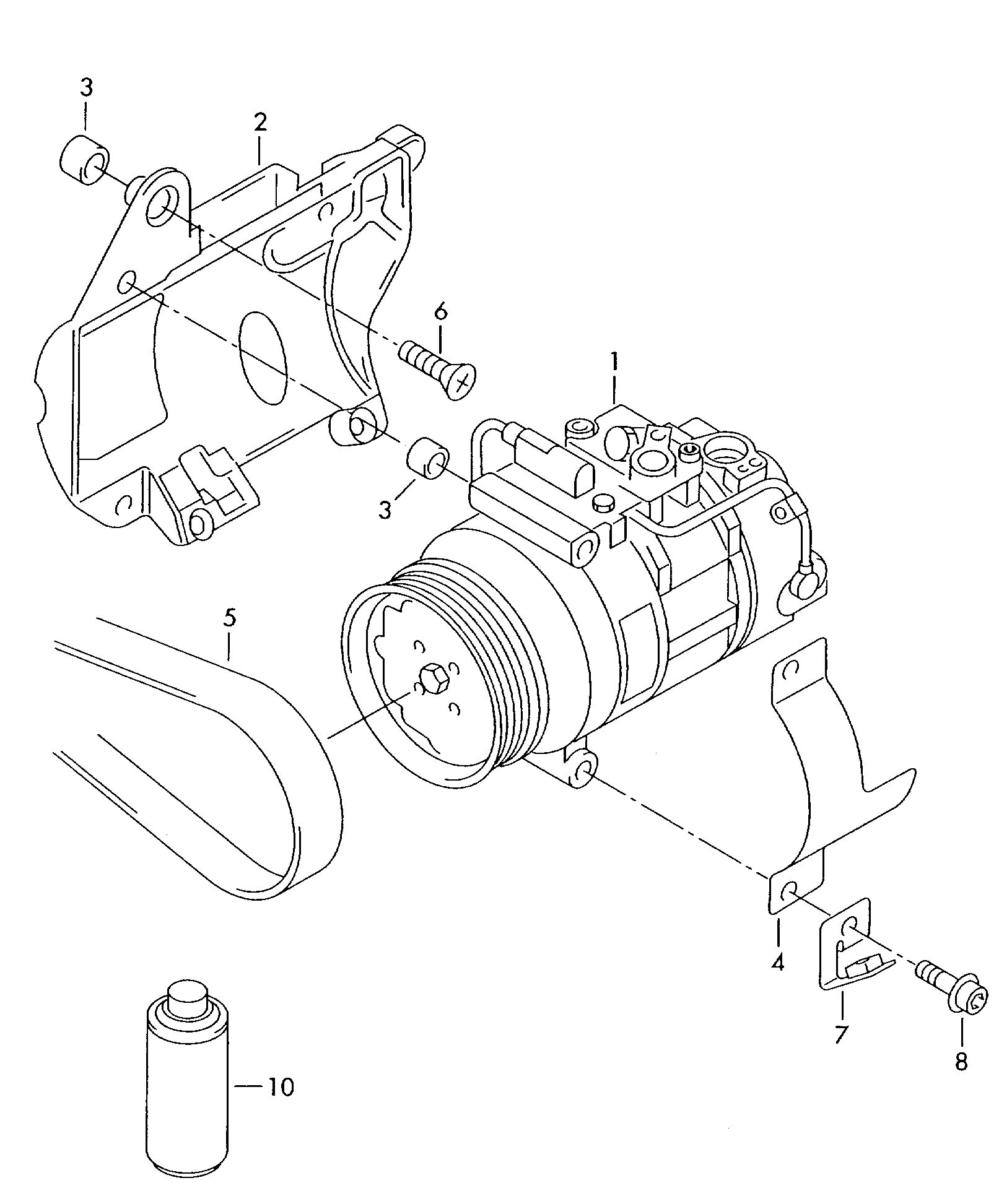 A/C compressorconnecting and mounting parts<br>for compressor  - Phaeton - phae