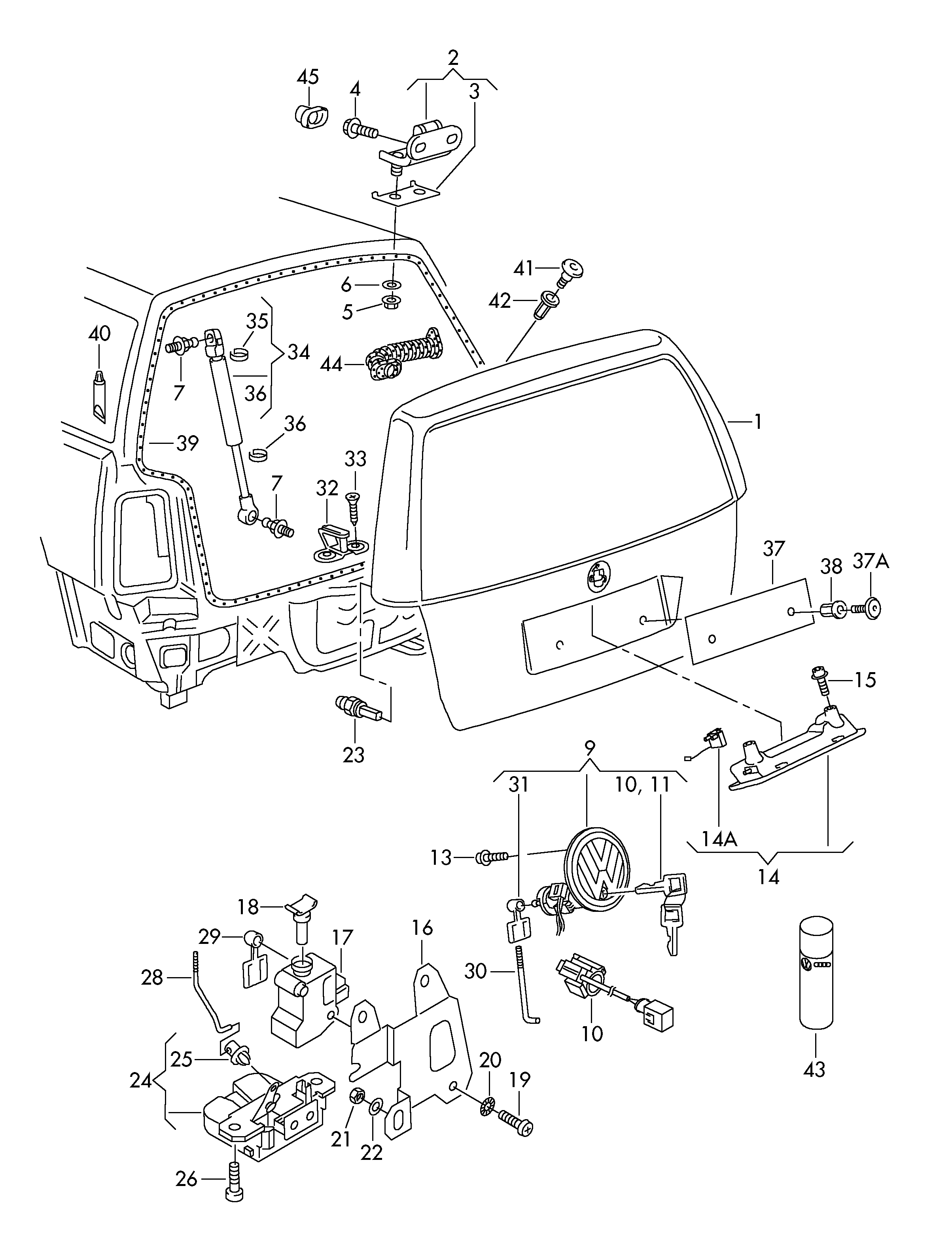Rear lidLid lock  - Bora/Variant/4Motion - bo