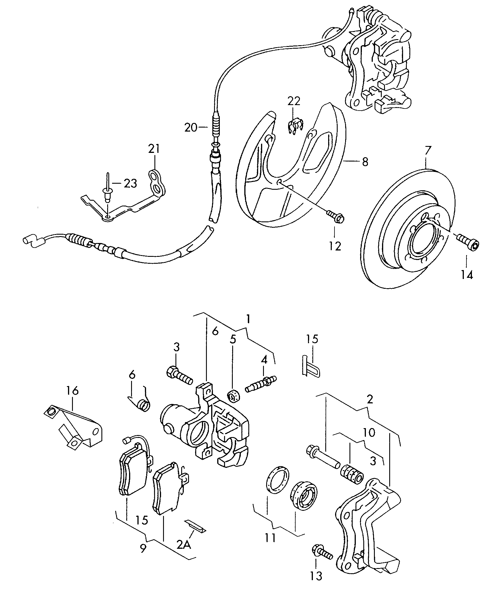 disc brake with caliper<br>mark iibrake cable rear - Transporter - tr