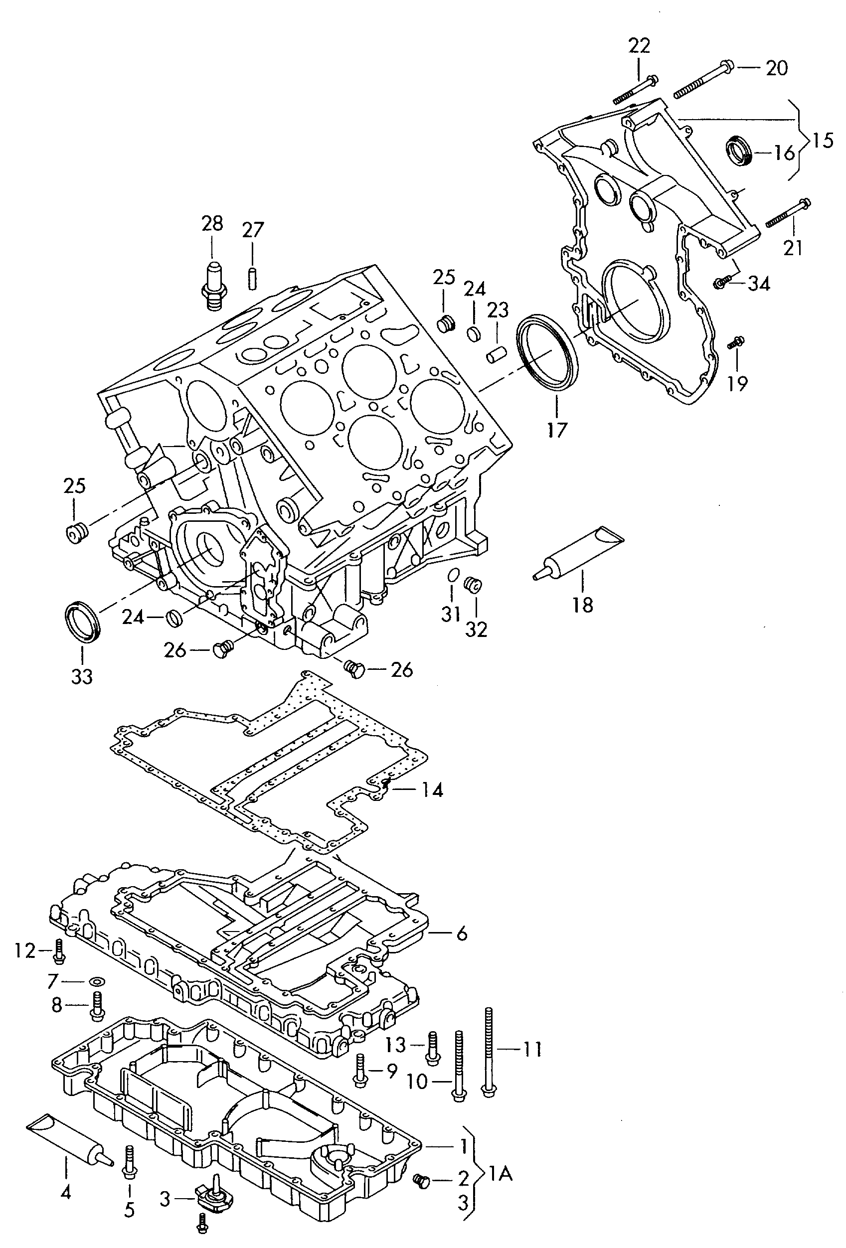 bloc-cylindrescarter dhuile 4,0l - Passat/Variant/Santana - pa