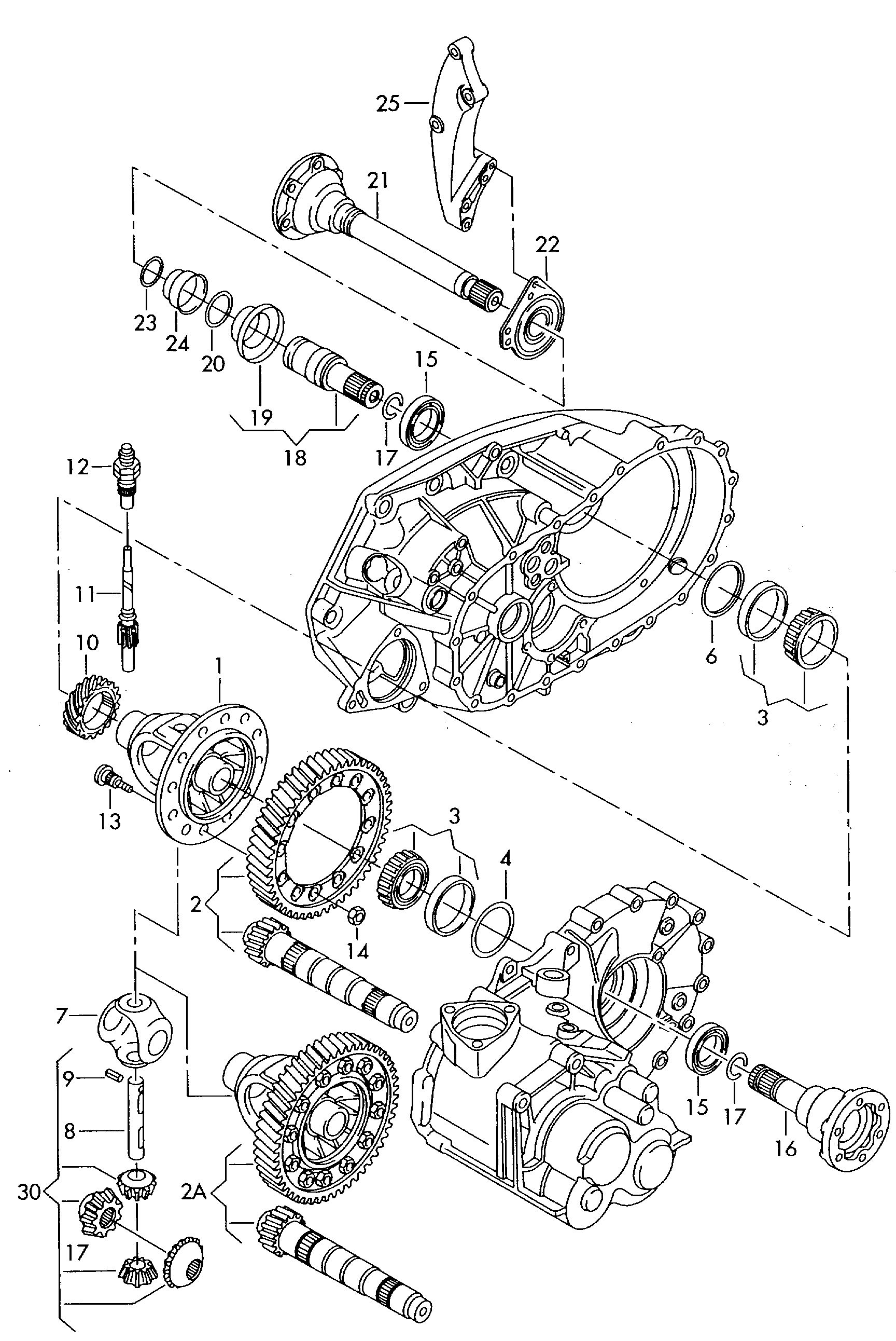 Differentieelkroonwiel en pignonvoor 5-versnellings schakelbak  - Transporter - tr