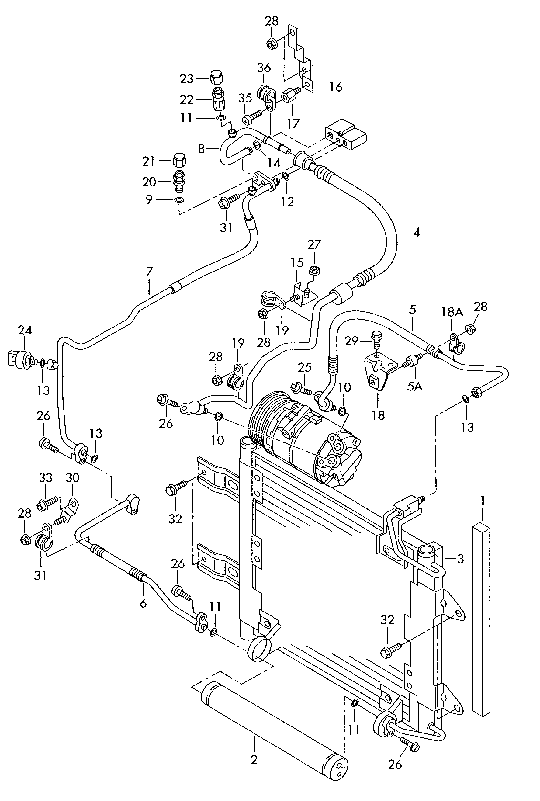 A/C condenserfluid container with<br>connecting parts  - Polo/Derby/Vento-IND - po