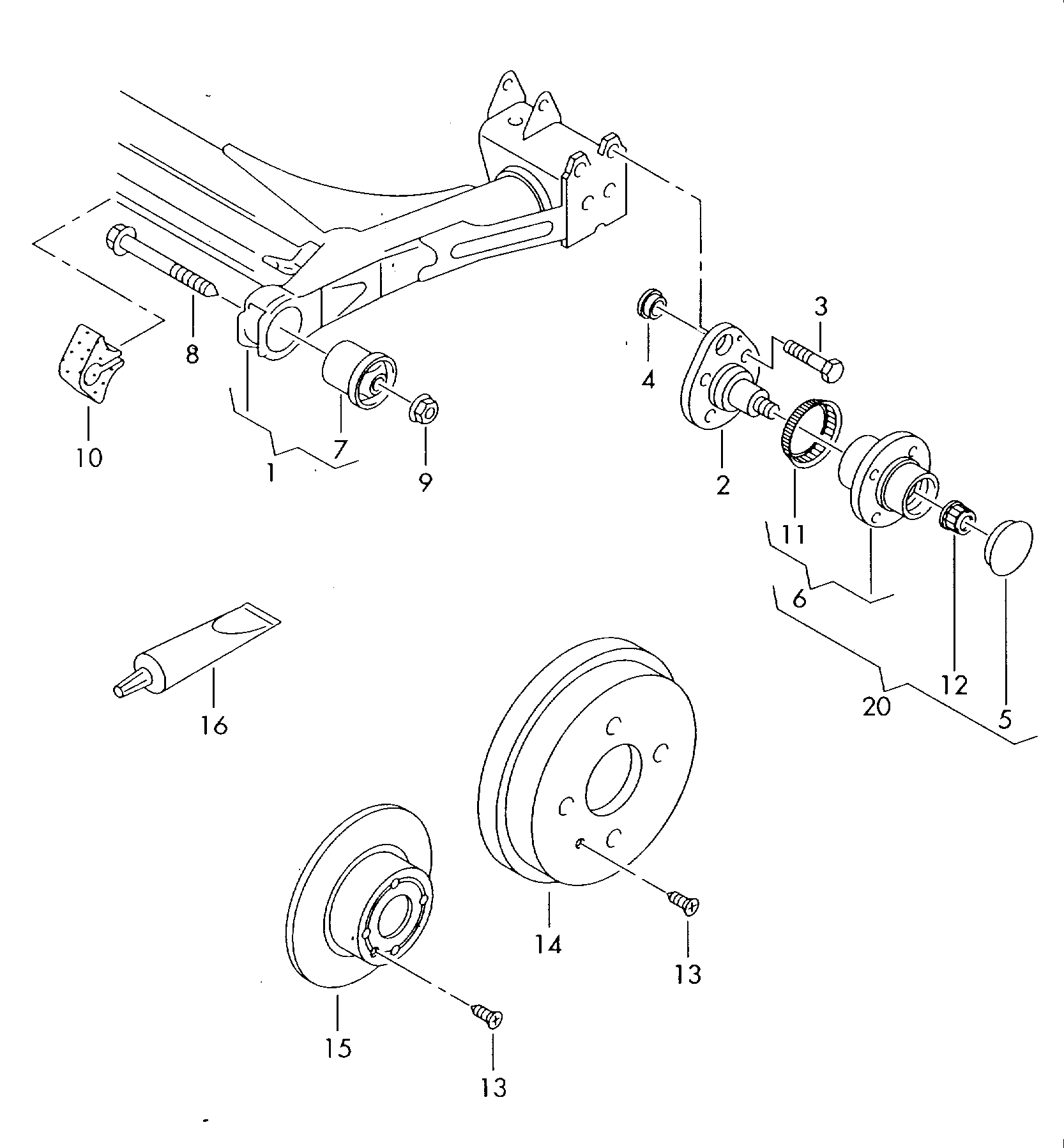rear axle beam with attachment<br>parts  - Polo/Derby/Vento-IND - po