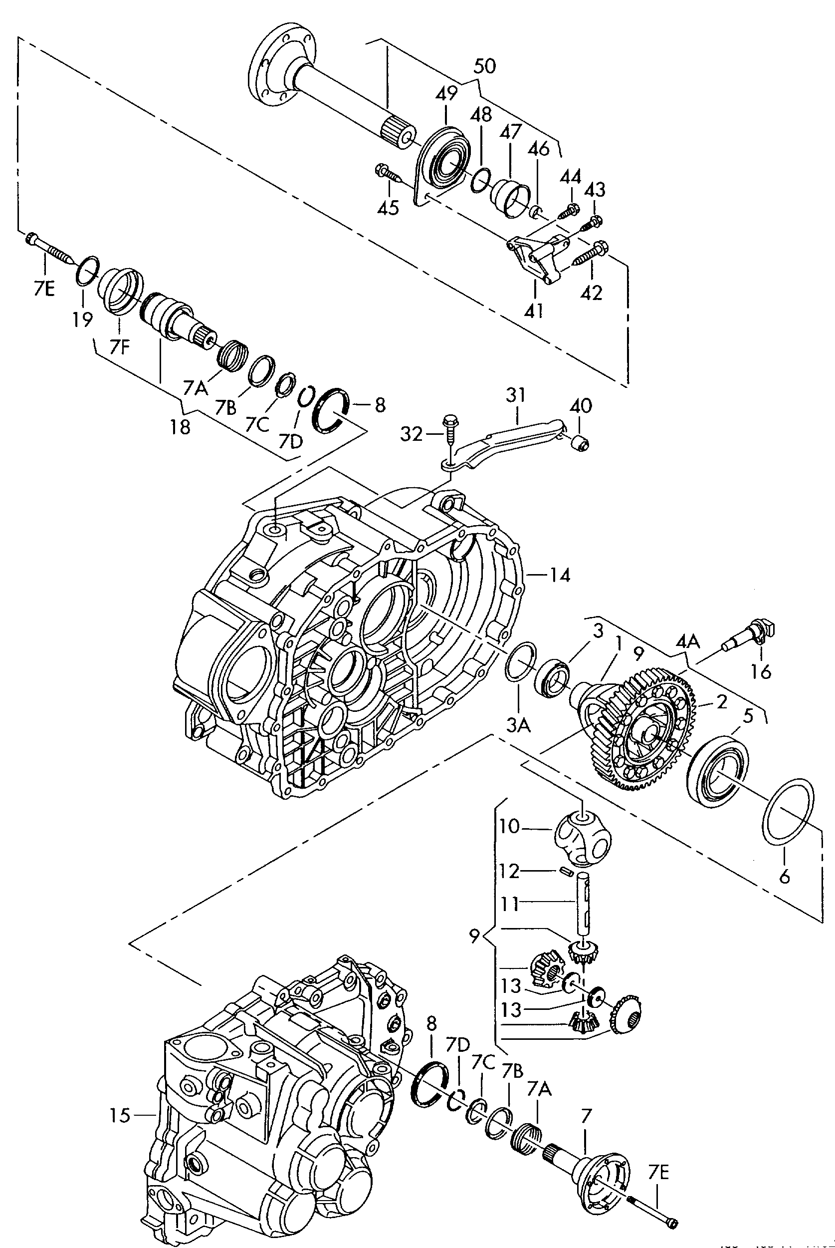 Differentieelaangedreven tandwielversnellingsbaksteun6-versnellings schakelbak  - Sharan/syncro/4Motion - sha