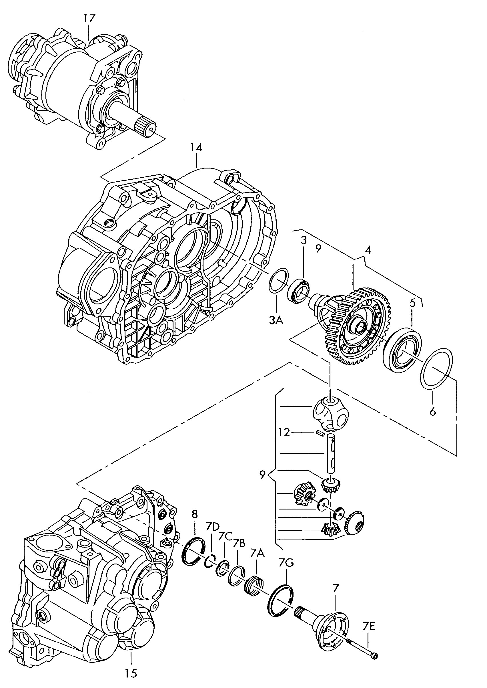 Mechanizm różnicowykolo napedzane6-biegowa skrzynia manualnadla wersji z napędem 4x4  - Sharan/syncro/4Motion - sha