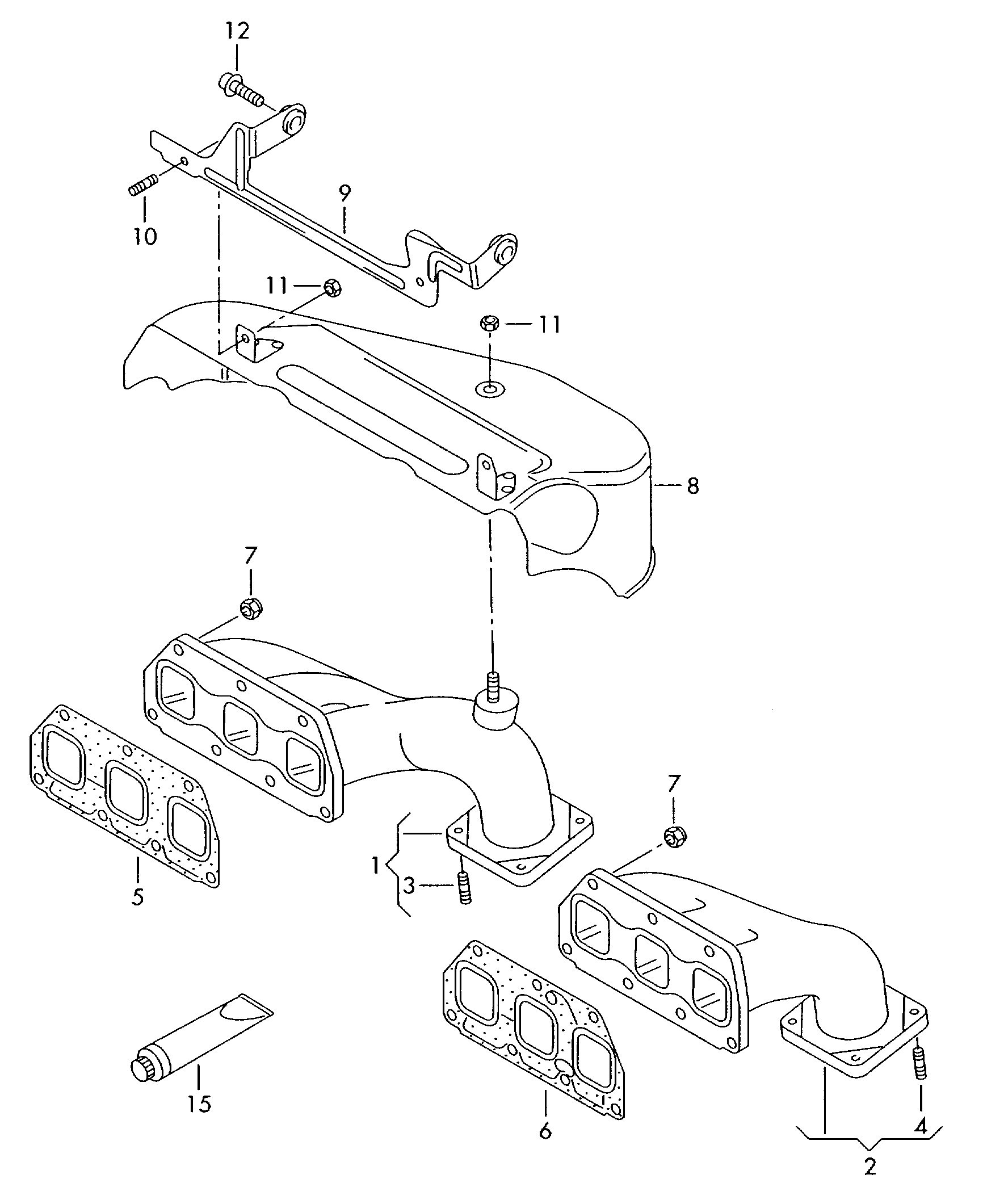 Kolektor wydechowy 3,2 l - Transporter - tr