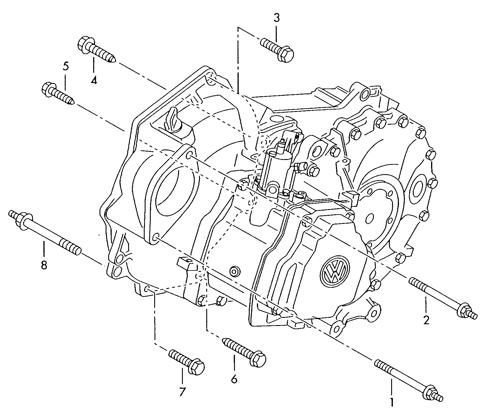 Befestigungsteile für Motor<br>und Getriebe5-Gang-Schaltgetriebe MQ250 - Transporter - tr