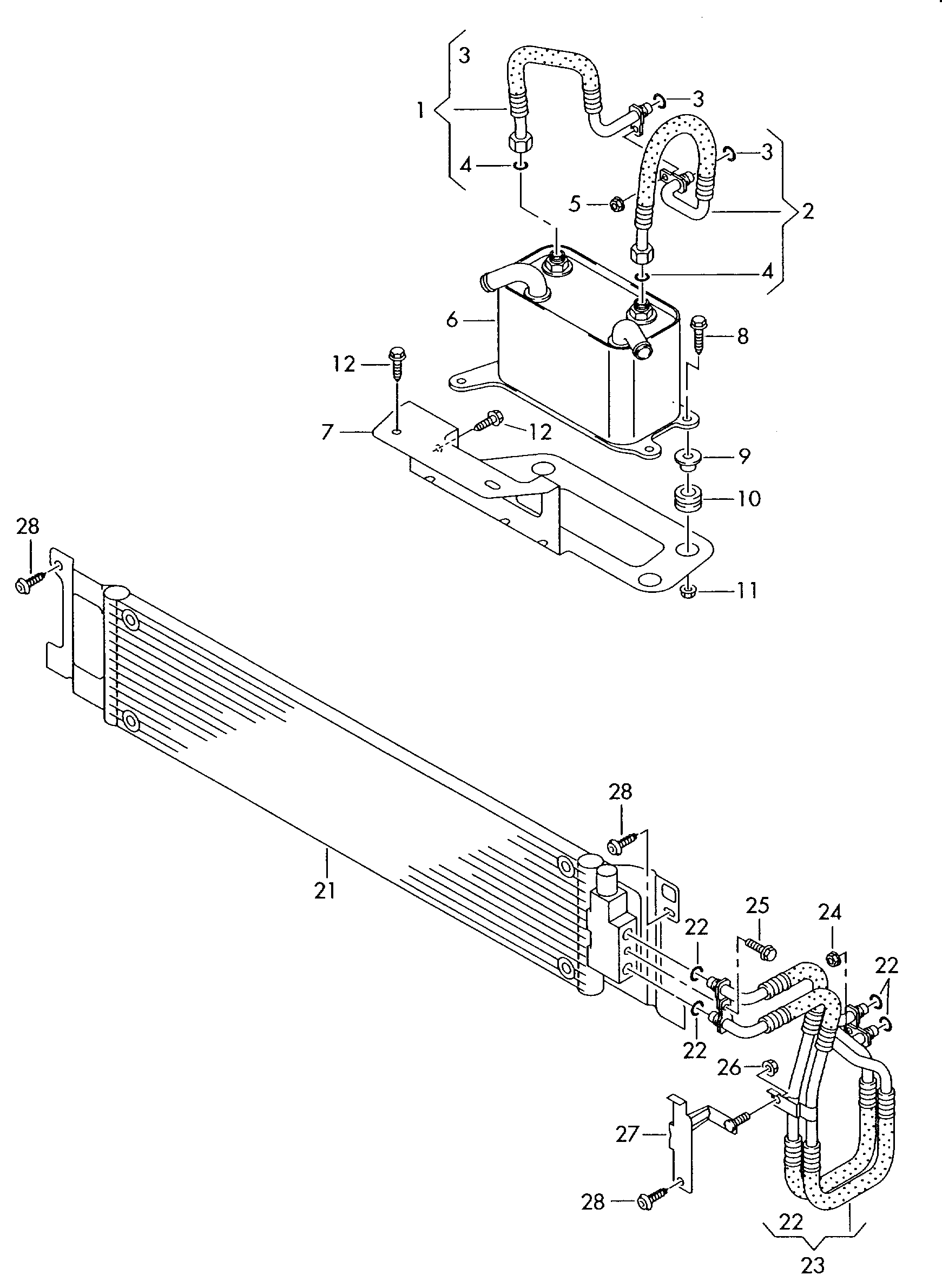 oliedrukleiding voor<br>versnellingsbakoliekoeling6-traps automaat 6-cilinder - Transporter - tr