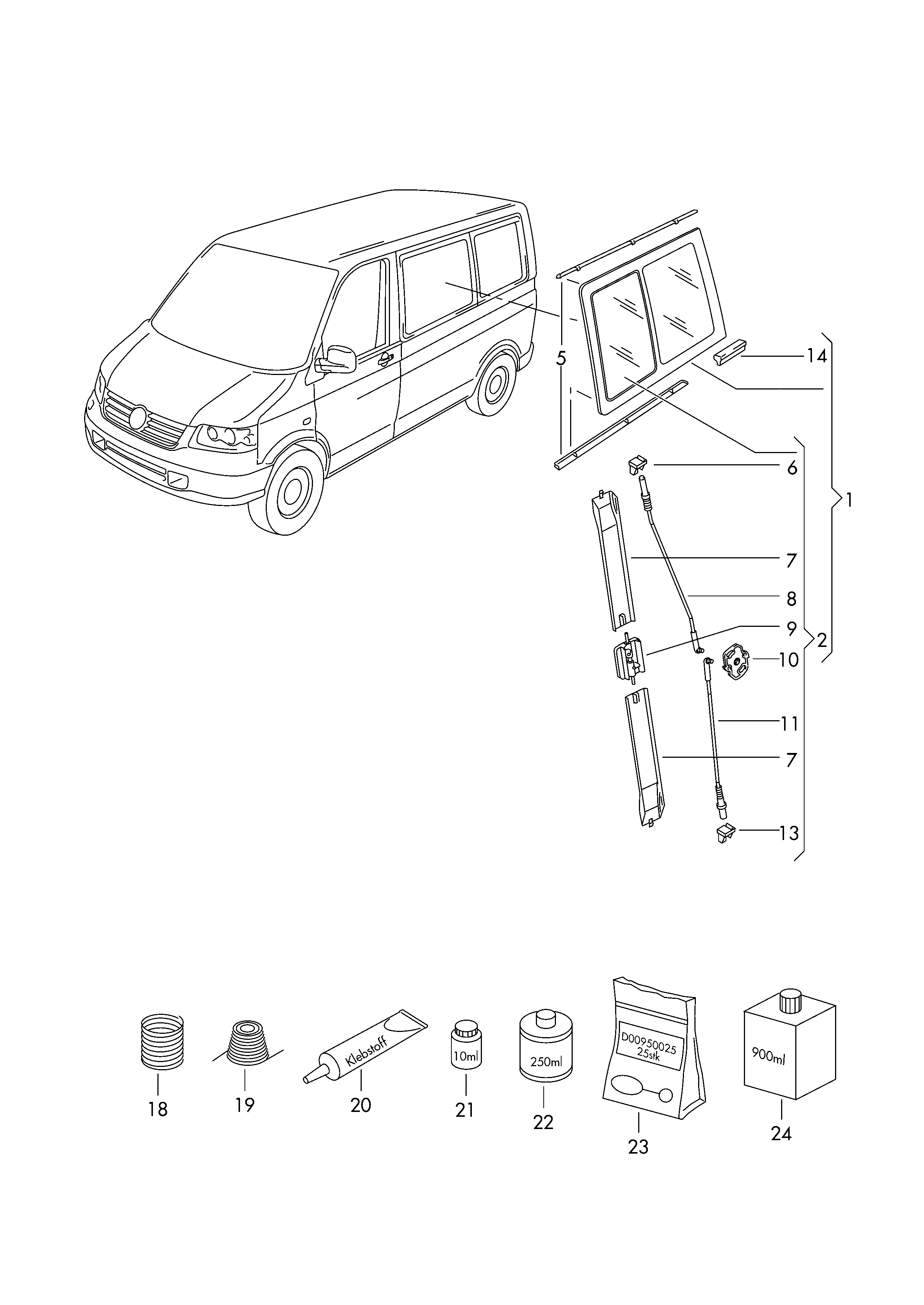 Individual items for sliding<br>window left - Transporter - tr