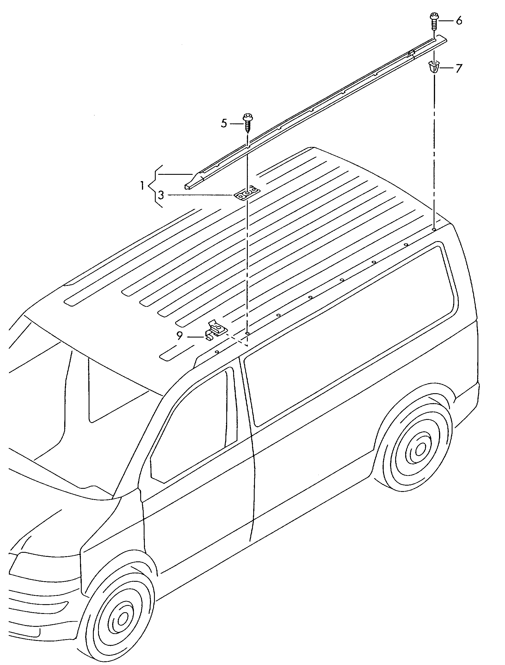 canalino di guidaSupporto base tetto  - Transporter - tr
