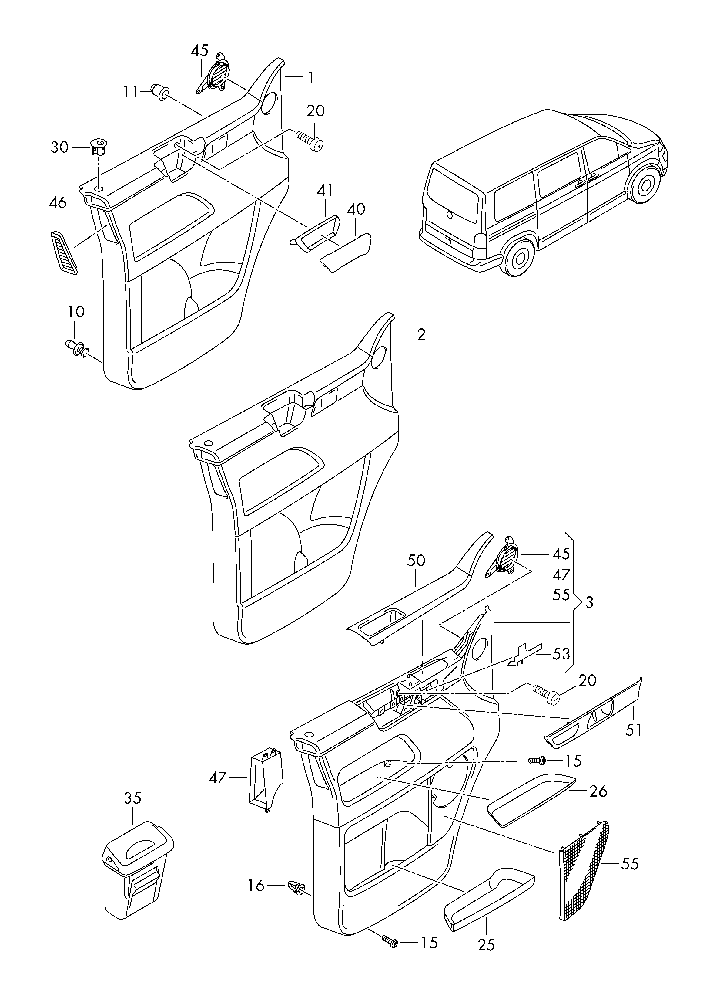 Individual partsdoor panel front - Transporter - tr