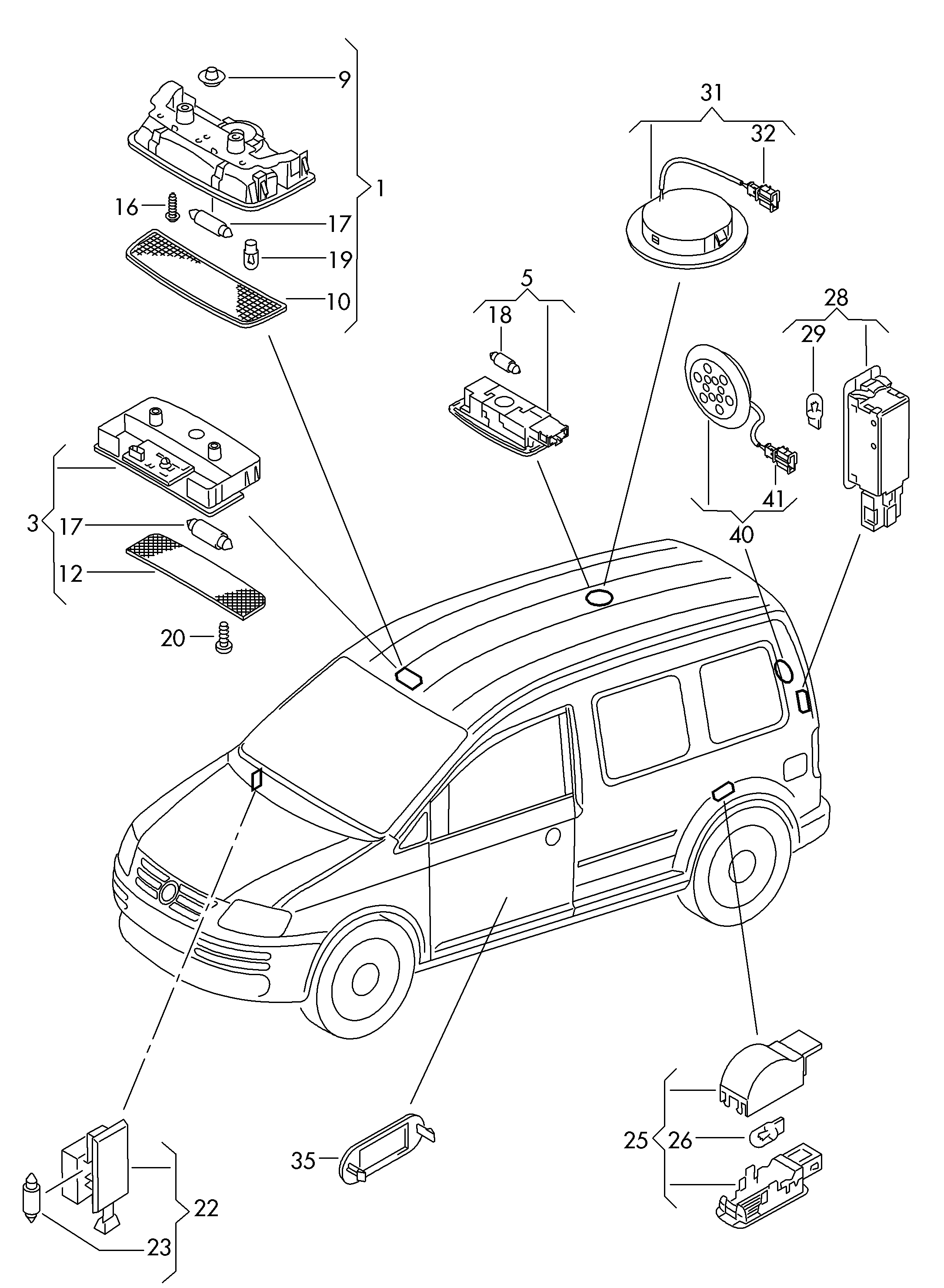 rear light reflector  - Caddy - cad