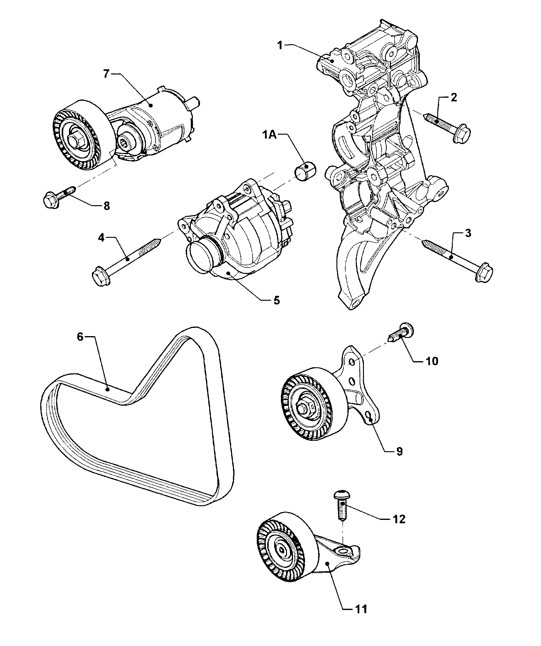 connecting and mounting parts<br>for alternatorPoly-V-belt 2.5Ltr. - Jetta - je