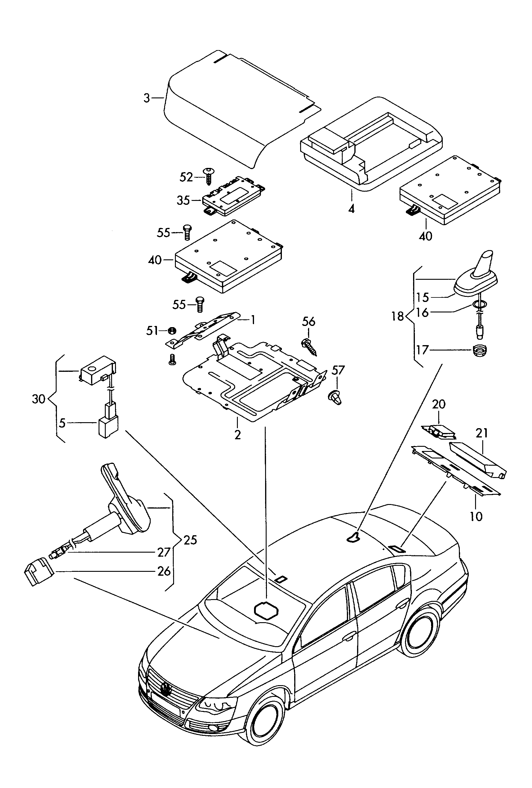 electrical parts for<br>preparation for telephone  - Passat/Variant/Santana - pa