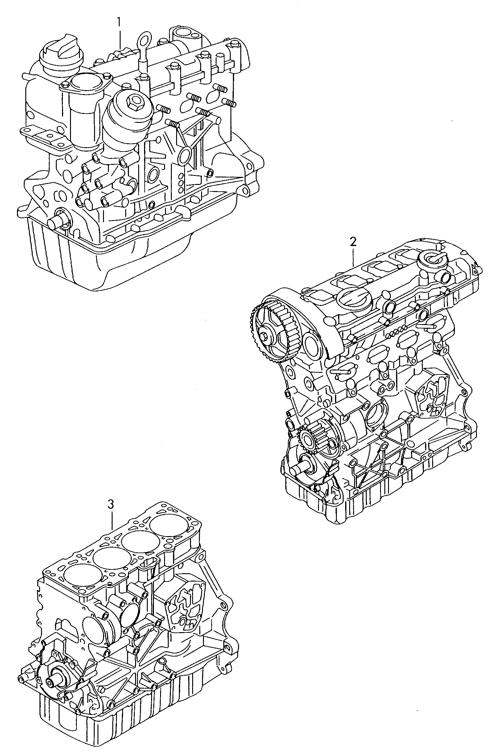short engine with crankshaft,<br>pistons, oil pump and oil sump  - Caddy - cad