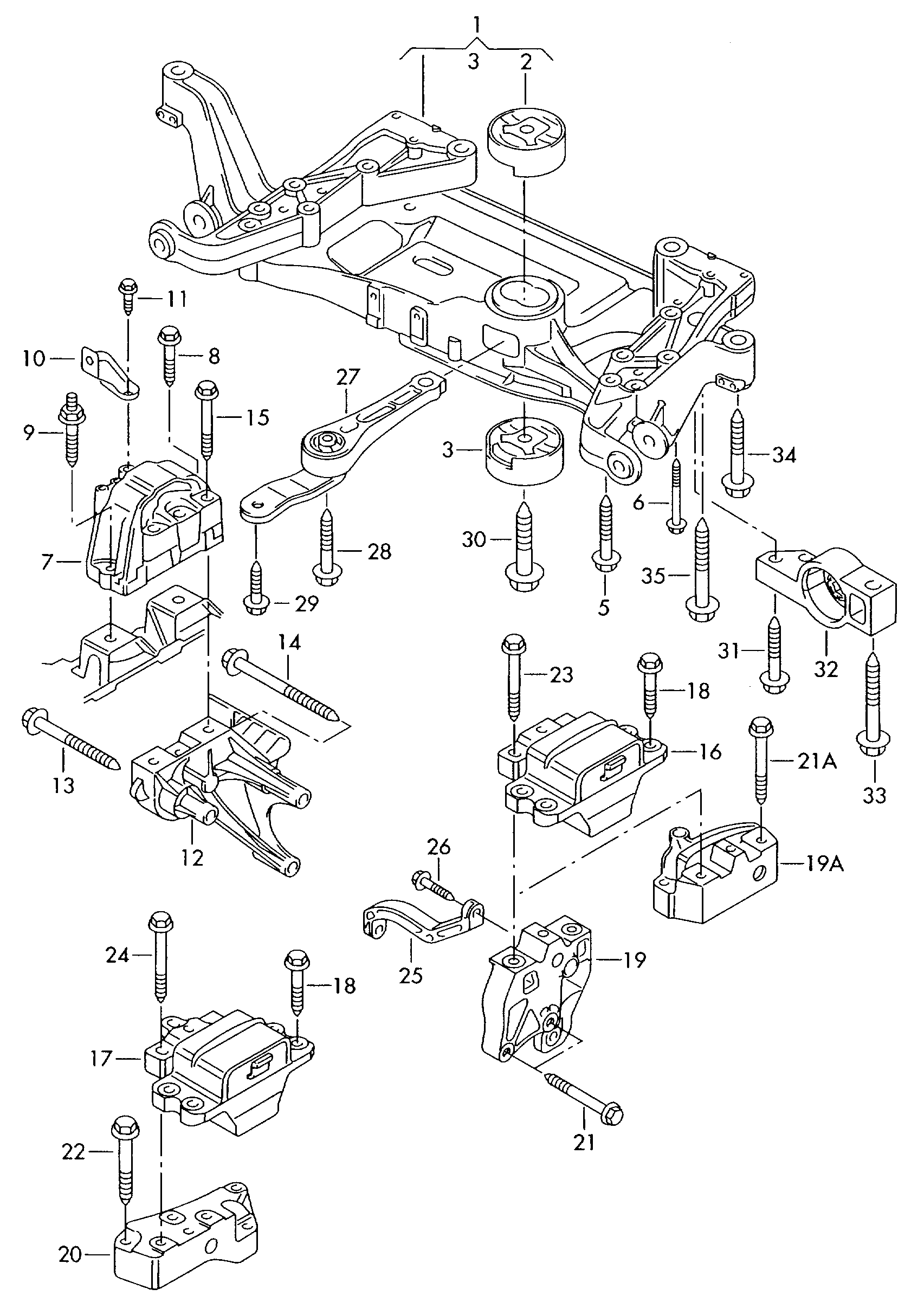 mounting parts for engine and<br>transmission  - Passat/Variant/Santana - pa