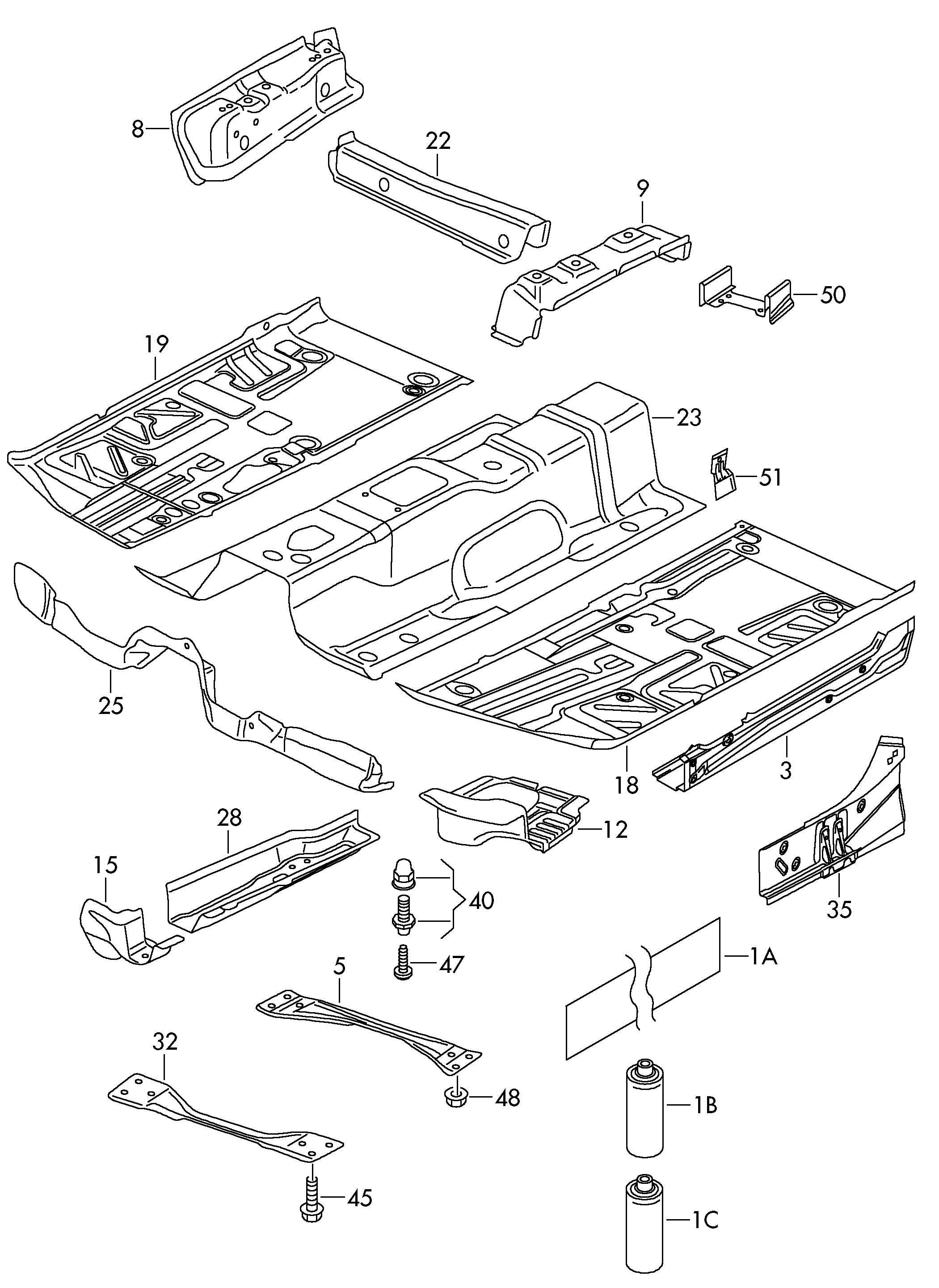 floor assembly front - CC - cc
