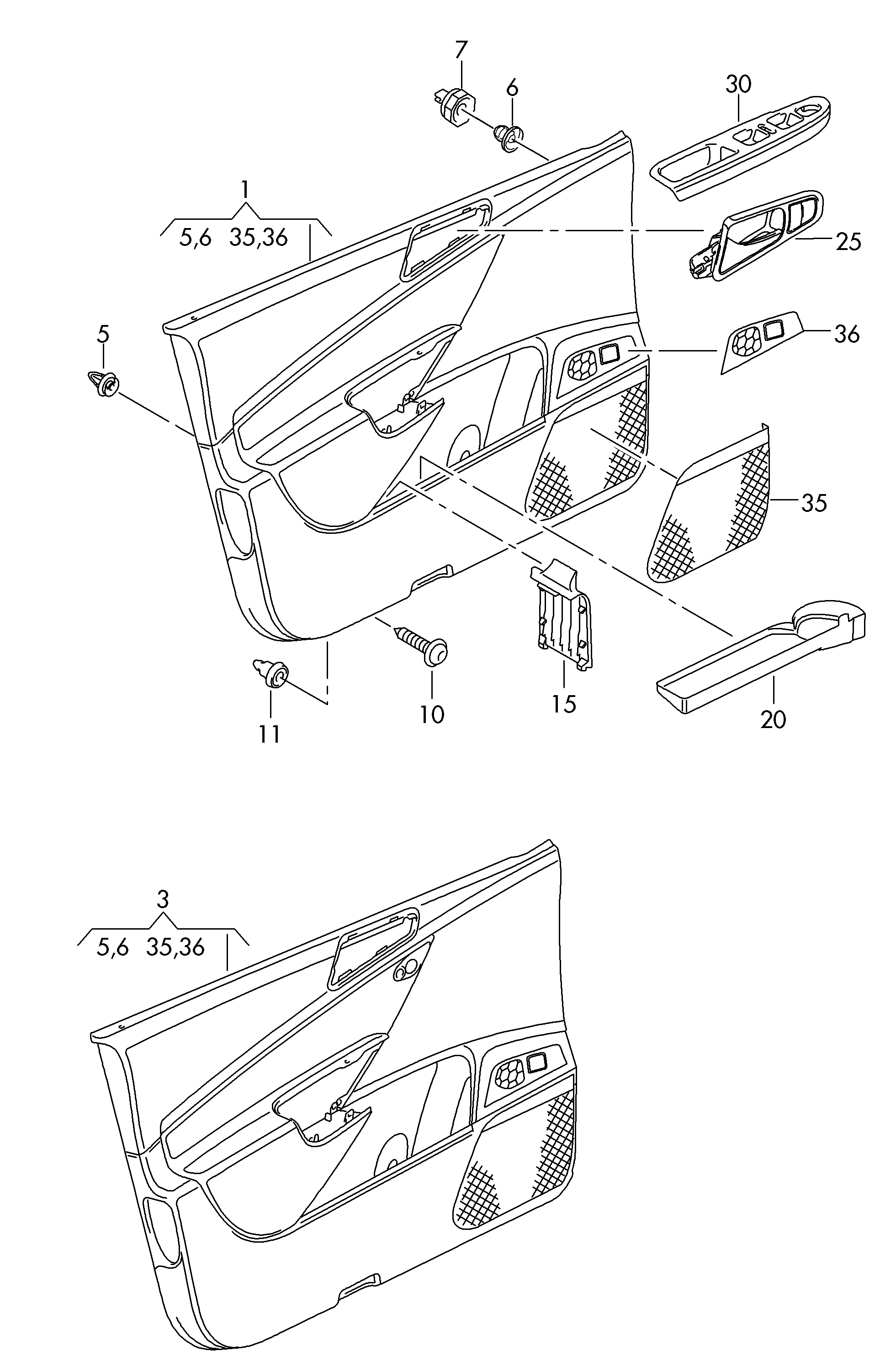 Individual partsdoor panel front - Passat/Variant/Santana - pa