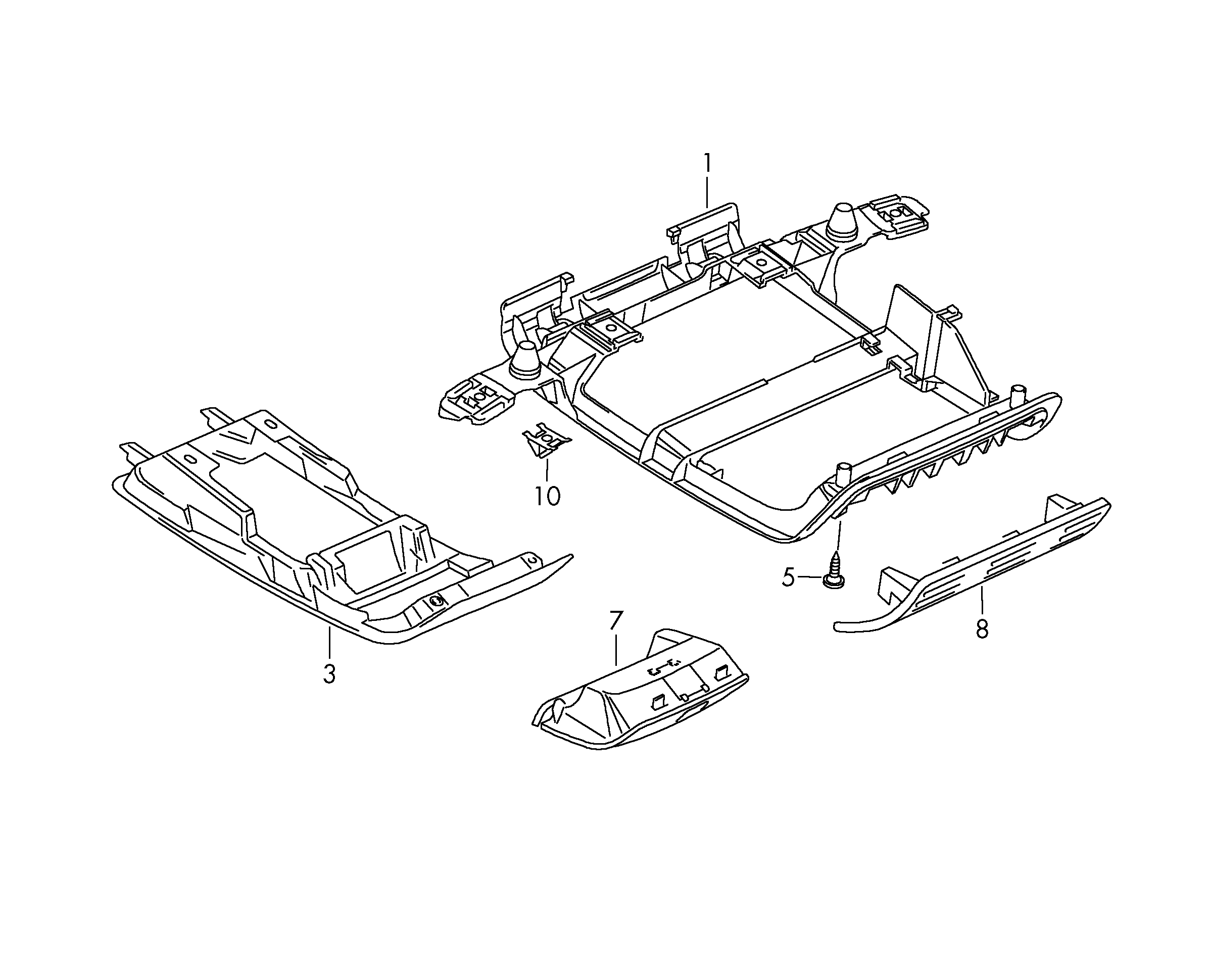 Roof console with stowage tray  - CC - cc