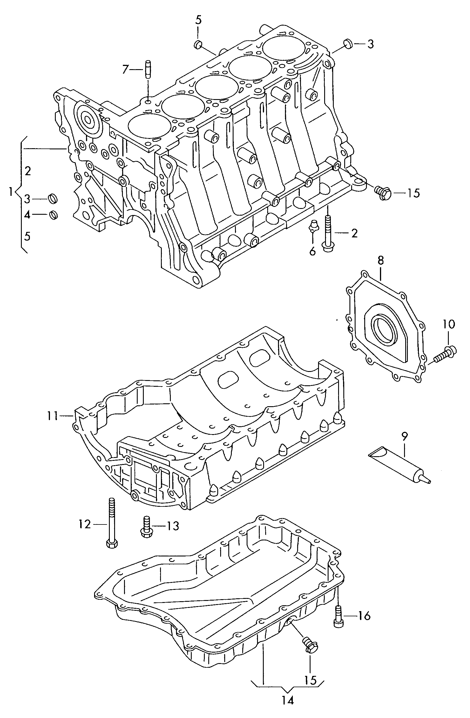 bloc-cylindrescarter dhuile 2,5l<br> 125KW - Jetta Variant - jev