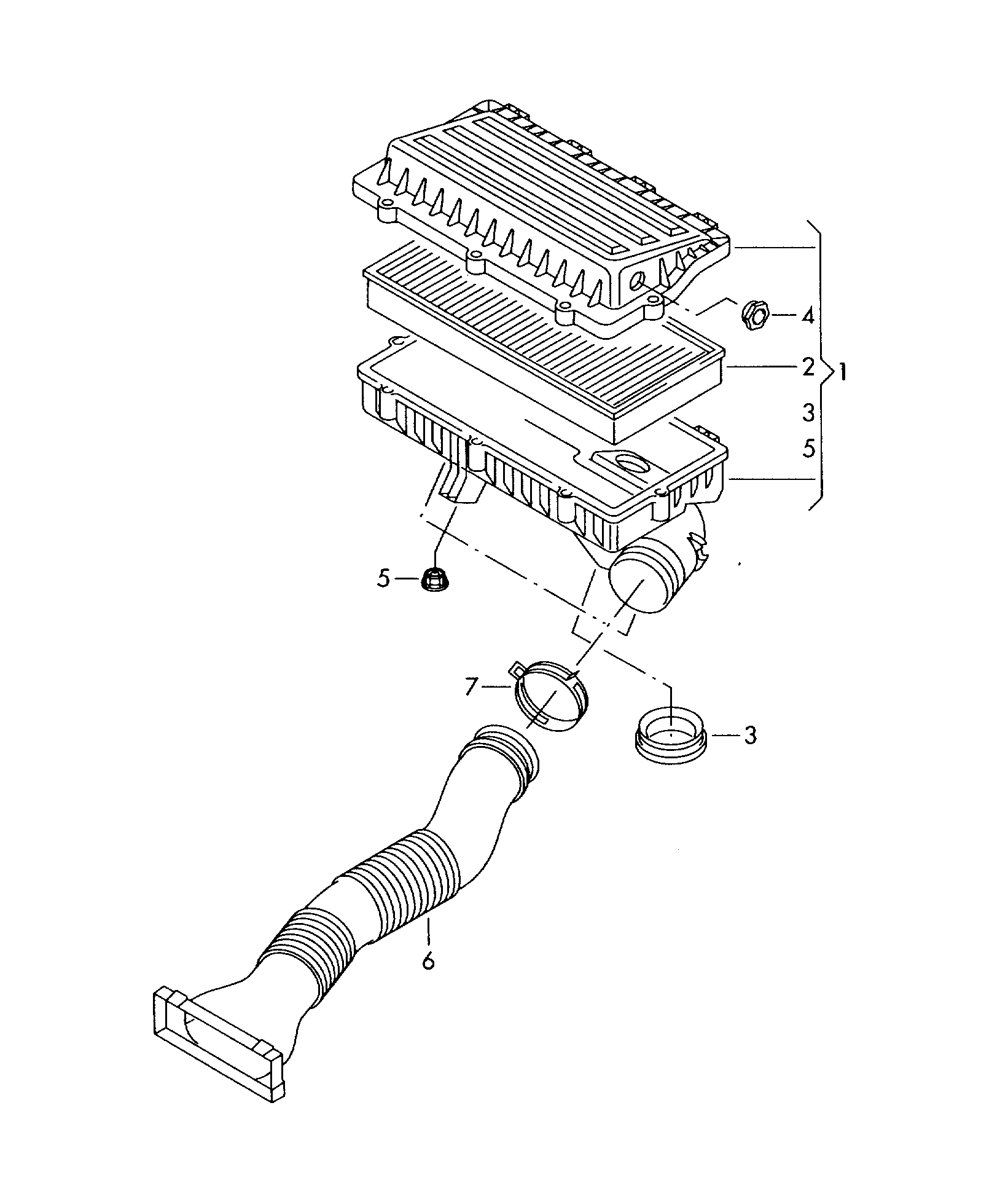 Air filter with connecting<br>parts 1.4ltr. - Golf/Variant/4Motion - golf