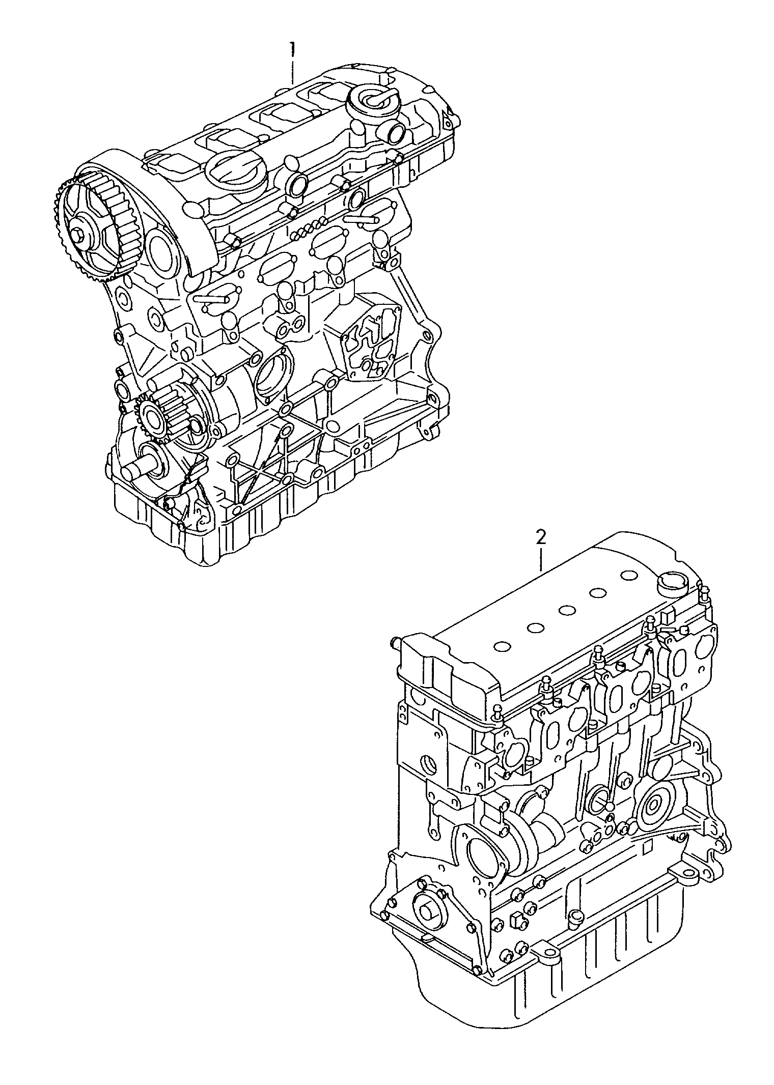 Teilmotor mit Kurbelwelle,<br>Kolben, Ölpumpe und Ölwanne 2,0Ltr. - Transporter - tr