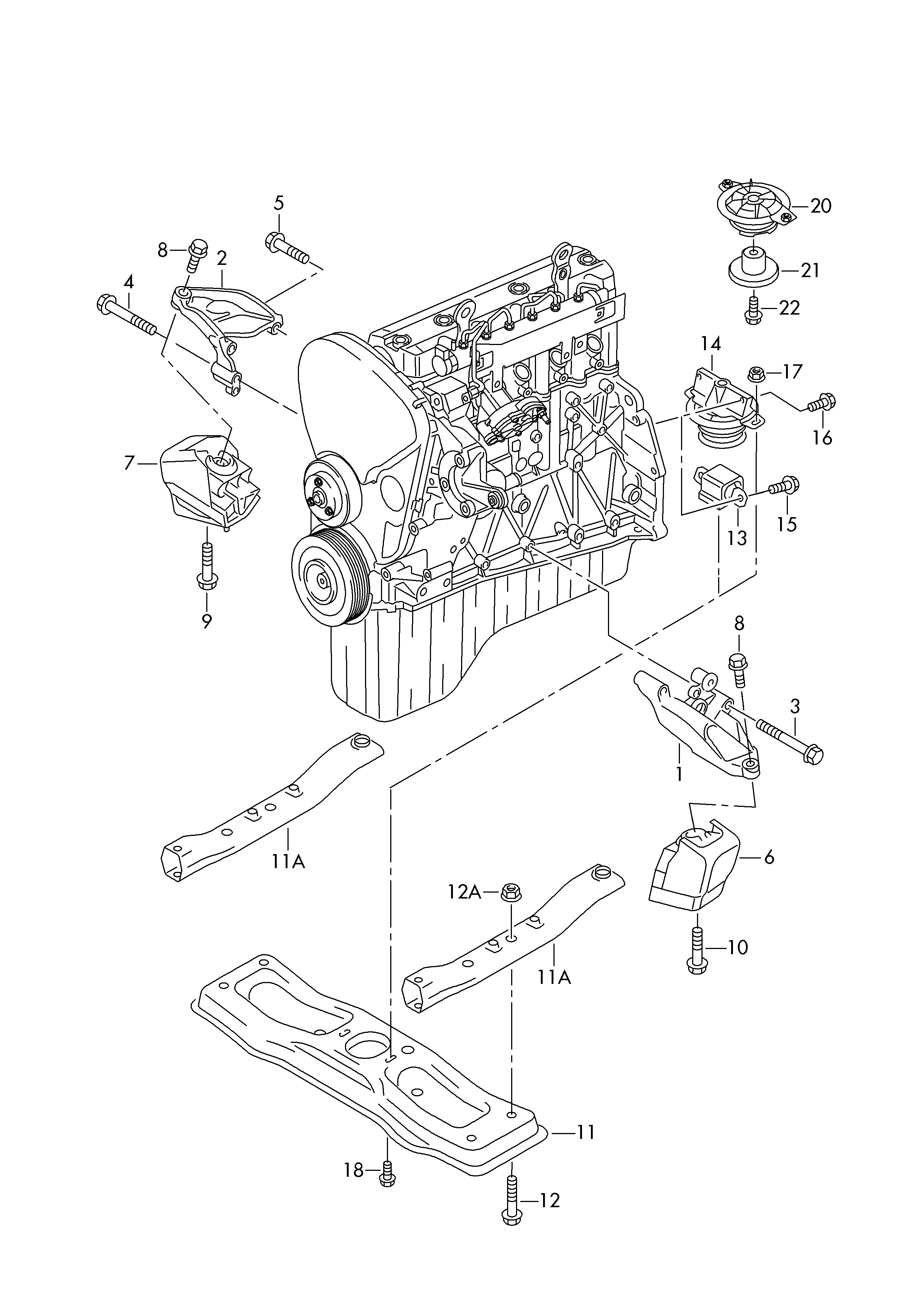 Детали крепления для двигателя<br>и КП  - Crafter - cr