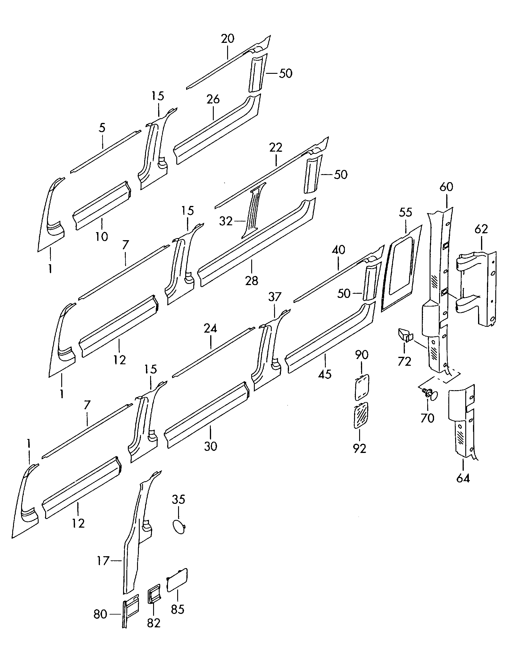 Säulenverkleidungen(Laderaum)(Fahrgastraum) mitte/hinten - Crafter - cr