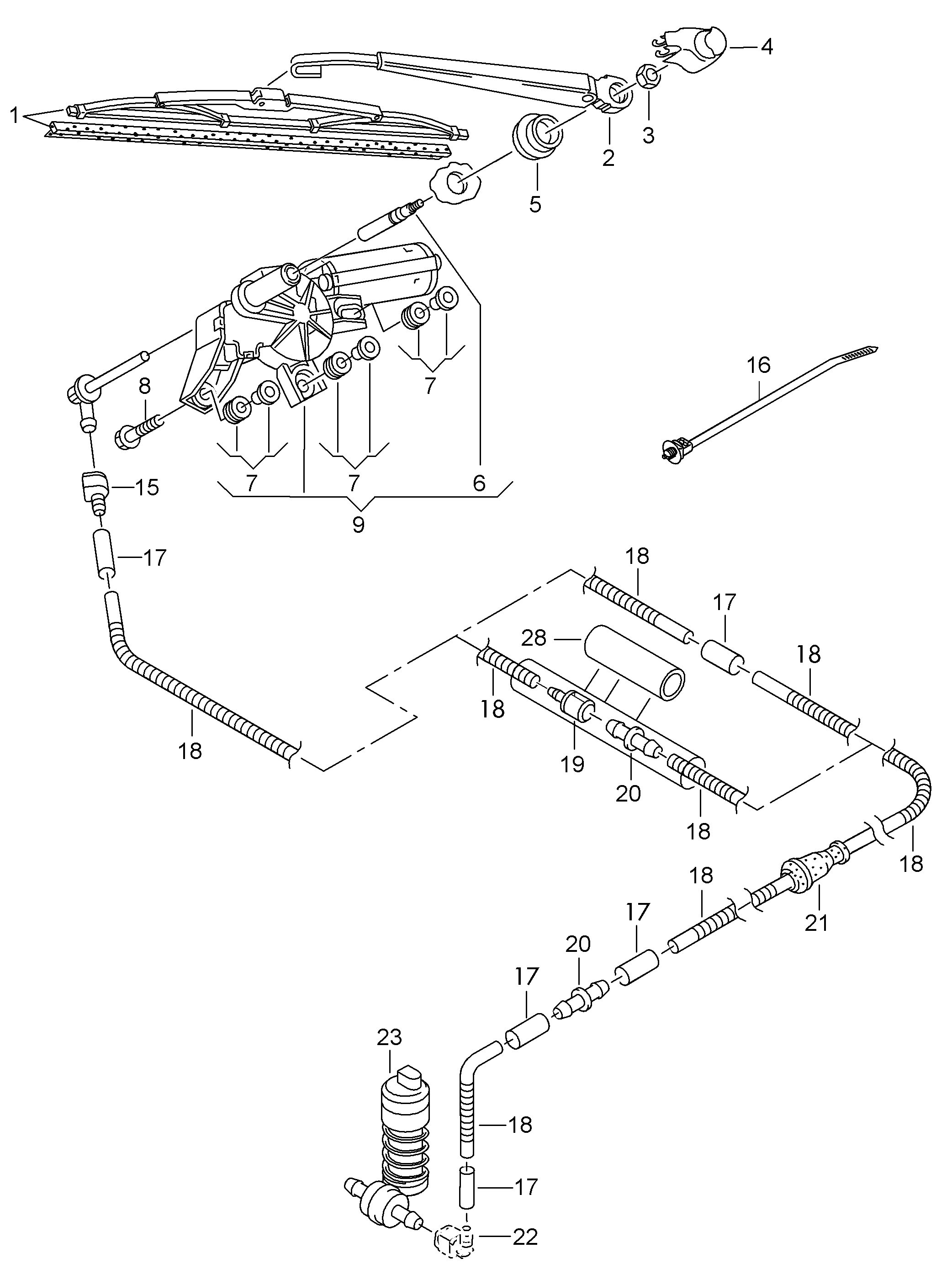 Wiper and washer system for<br>rear window  - Fox - fo