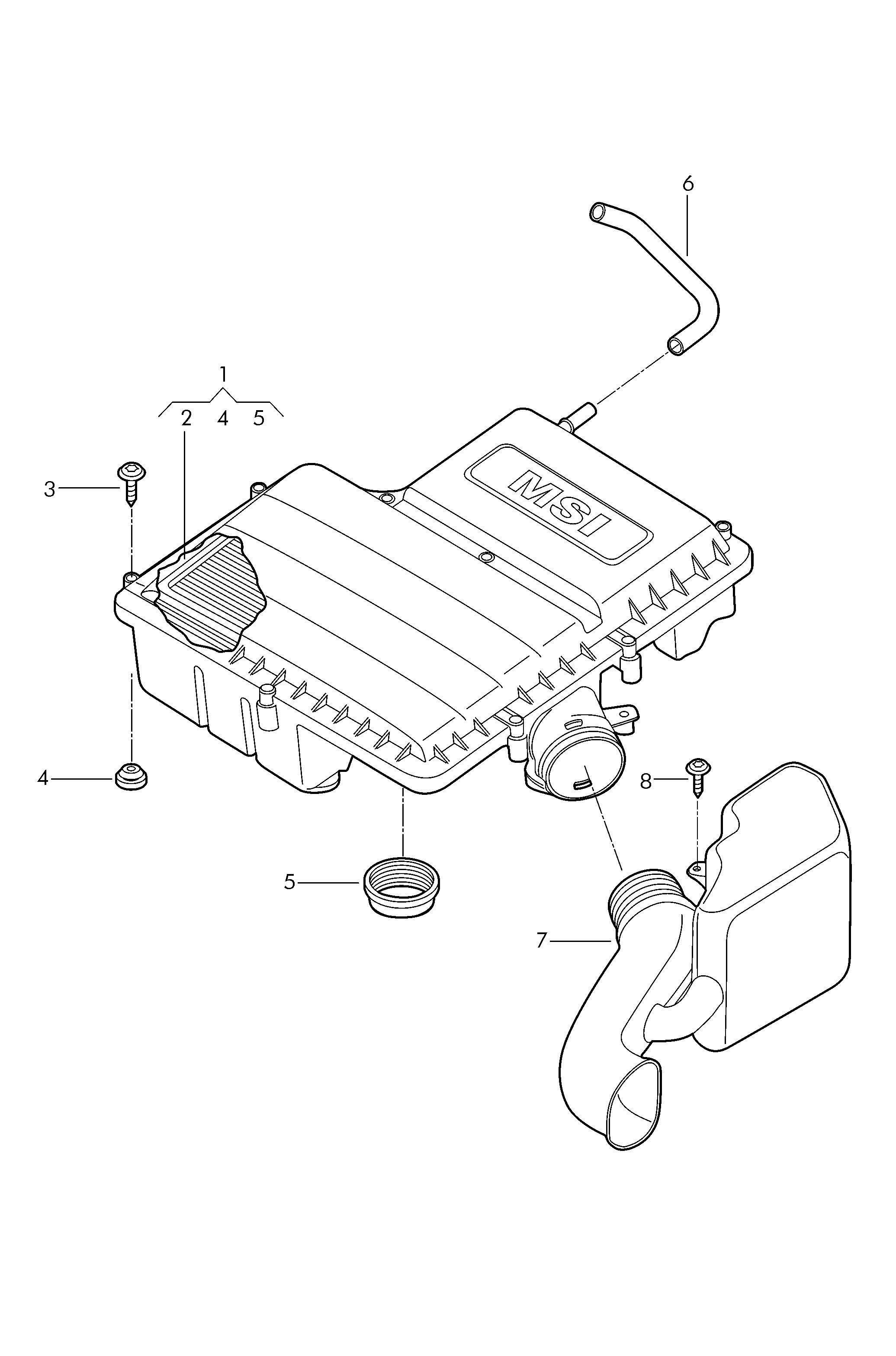 Air filter with connecting<br>parts 1.6ltr. - Suran - su