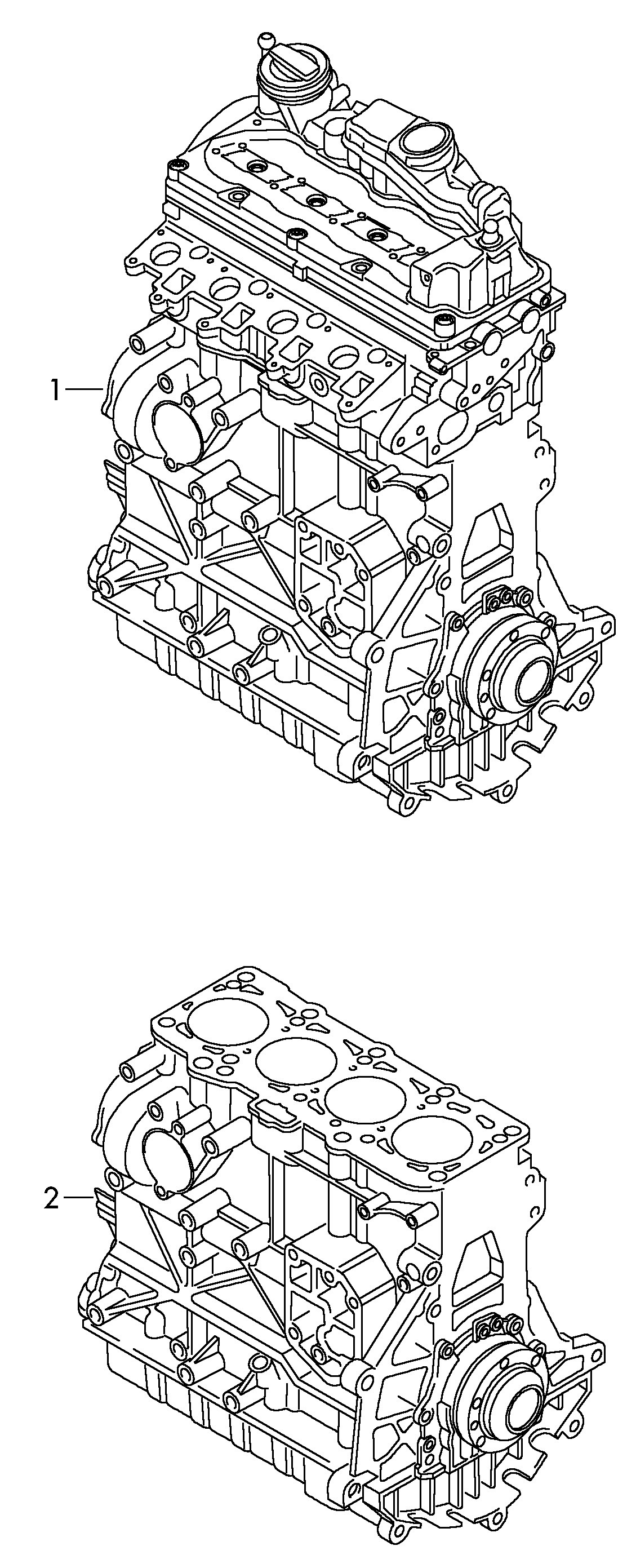 short engine with crankshaft,<br>pistons, oil pump and oil sump 2.0 Ltr. - Tiguan - tig