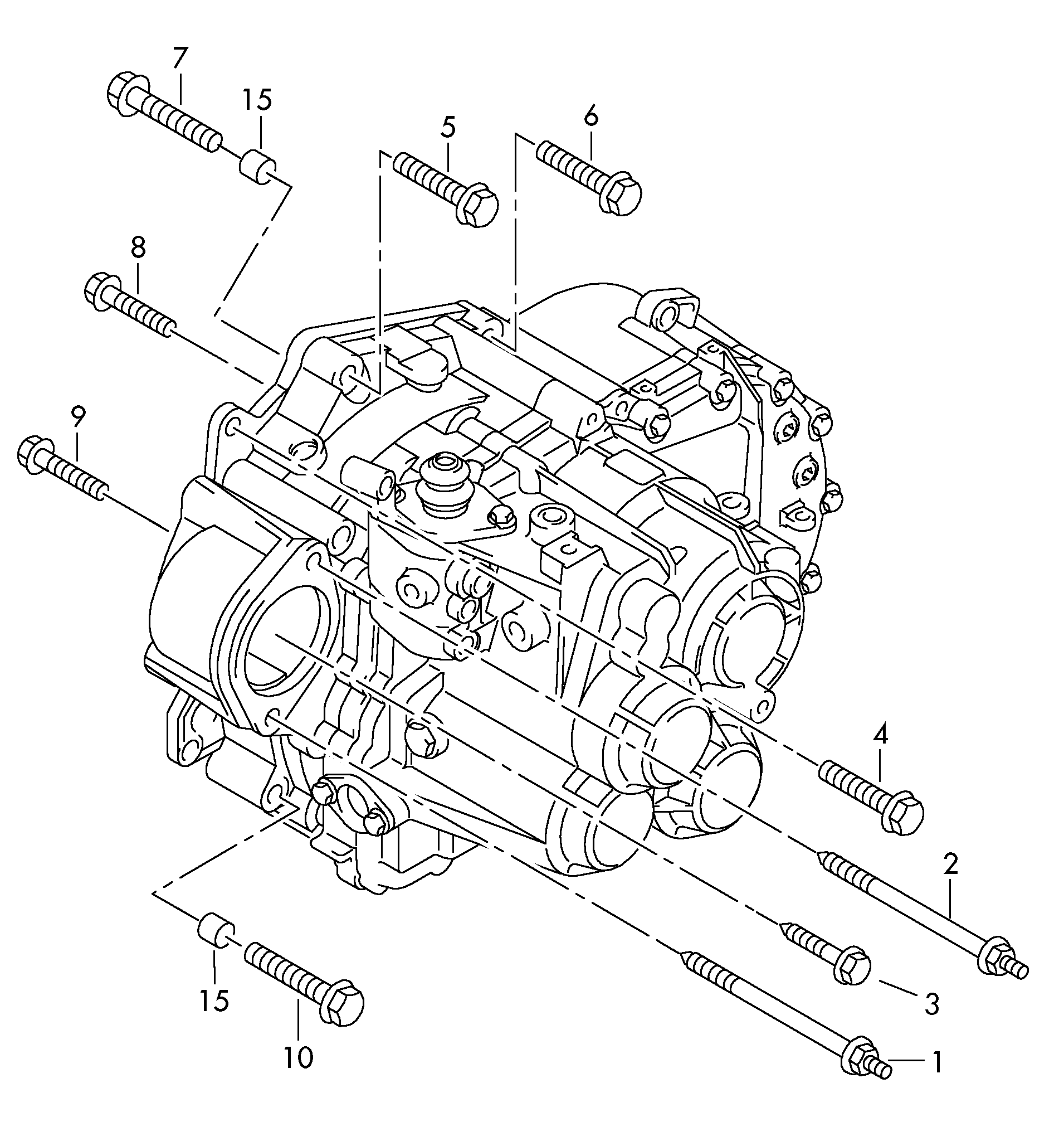 piezas fijacion p. motor y<br>cambiocambio manual 6 marchas 1,4l<br> MQ350 - Tiguan - tig