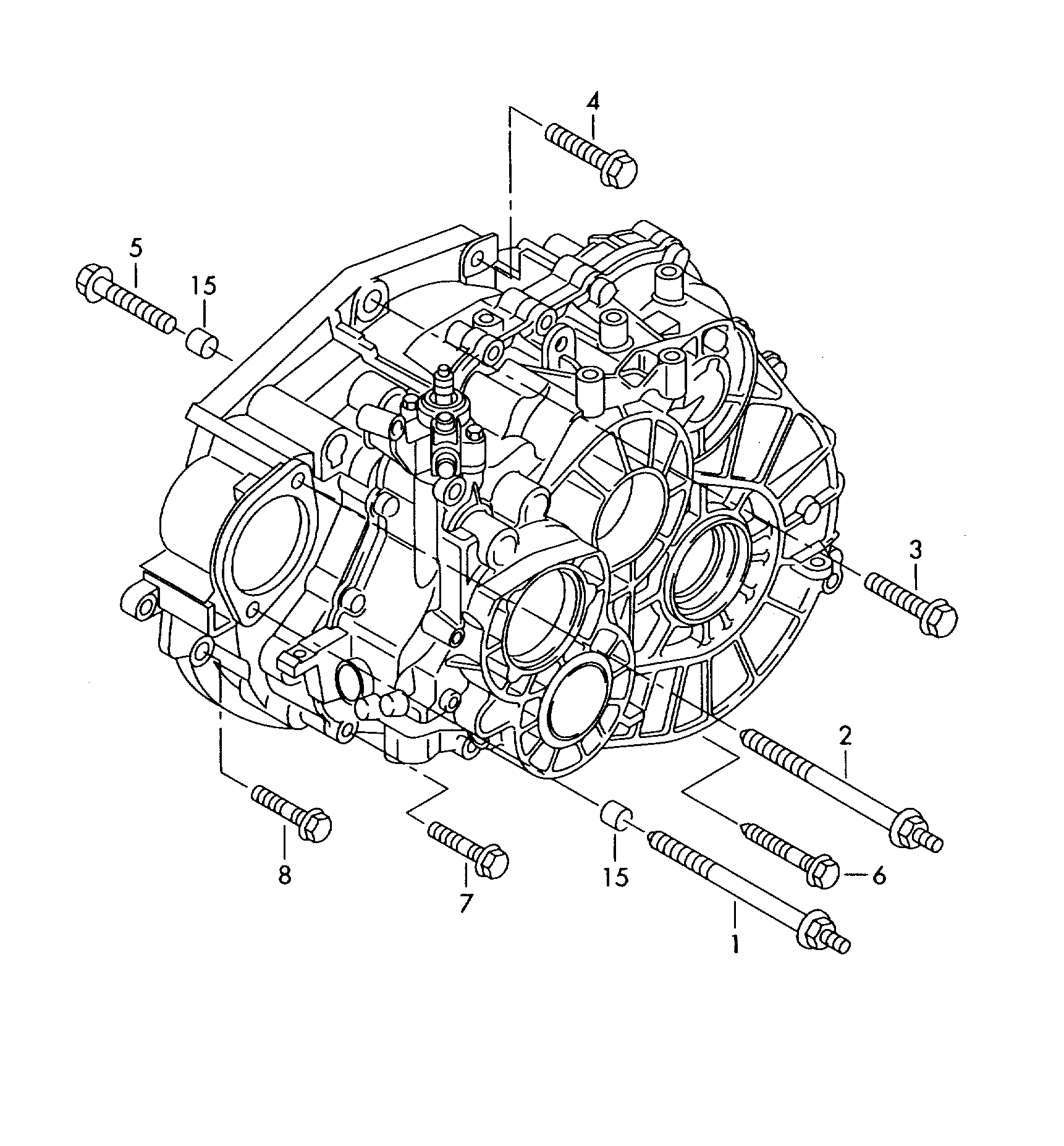 mounting parts for engine and<br>transmission6-speed manual transmissionfor four-wheel drive 2.0 Ltr.<br> MQ500 - Tiguan - tig