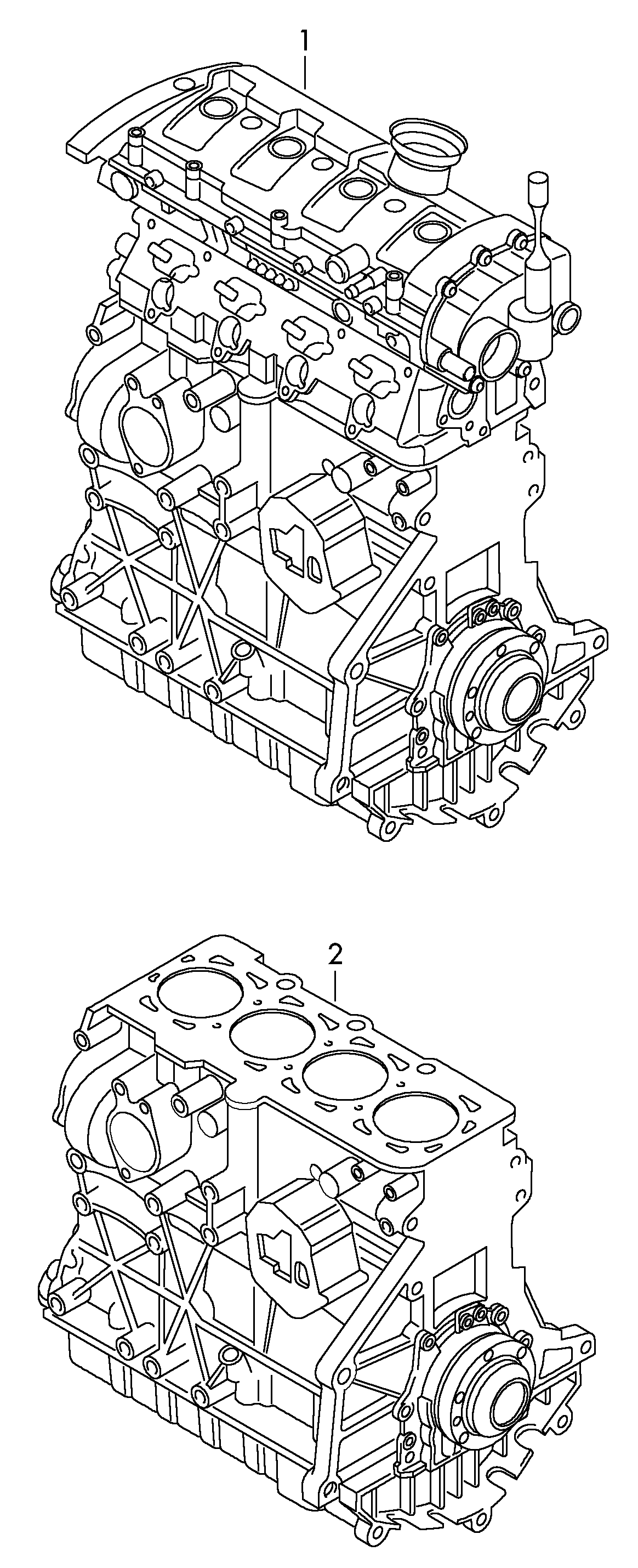 Teilmotor mit Kurbelwelle,<br>Kolben, Ölpumpe und Ölwanne 2,0Ltr.<br> 188/195KW - Scirocco - sci