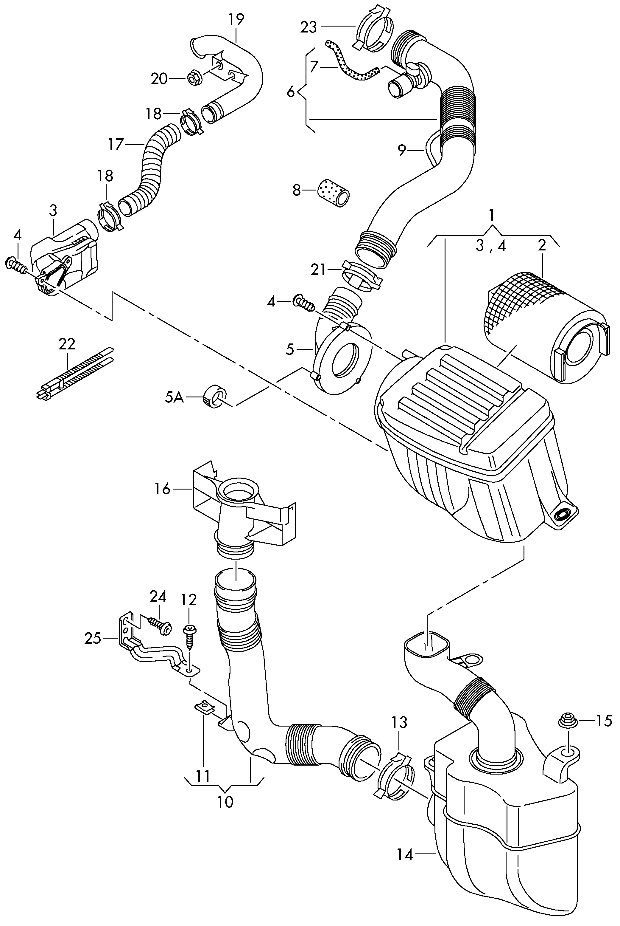 Air filter with connecting<br>parts 1.6ltr. - Golf/Variant/4Motion - golf